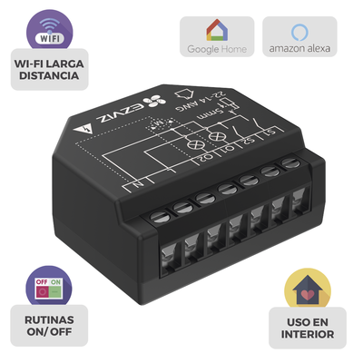 Relevador Wi-Fi Inteligente / 2 Salidas Para 2 Apagadores / Ideal Para Control de Iluminación / Control Remoto / Horarios Personalizados / Registro de Consumo / 110-240VCA 