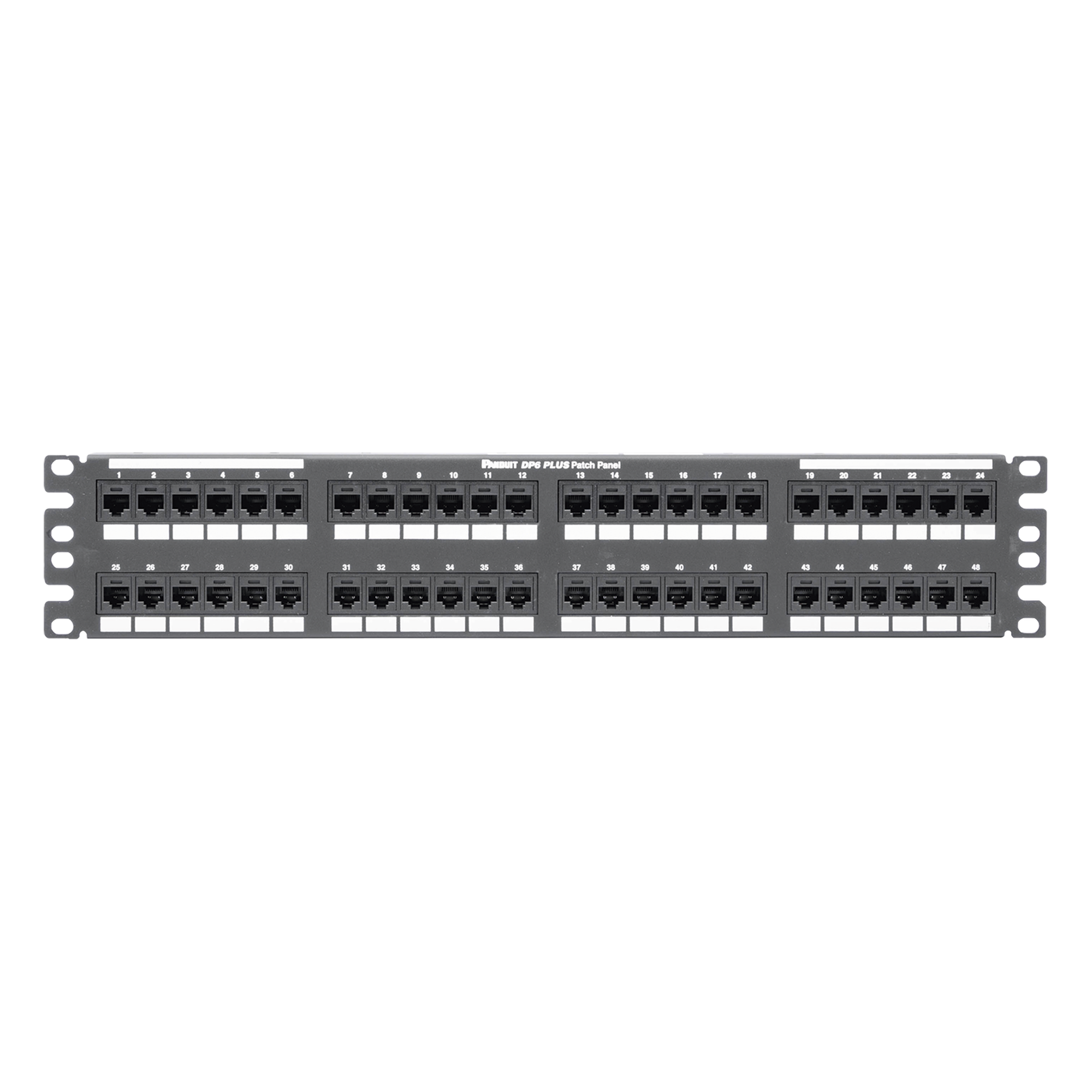 Panel de Parcheo de Impacto (110), Plano, Categoría 6, de 48 Puertos, 2UR — PANDUIT · SKU DP48688TGY