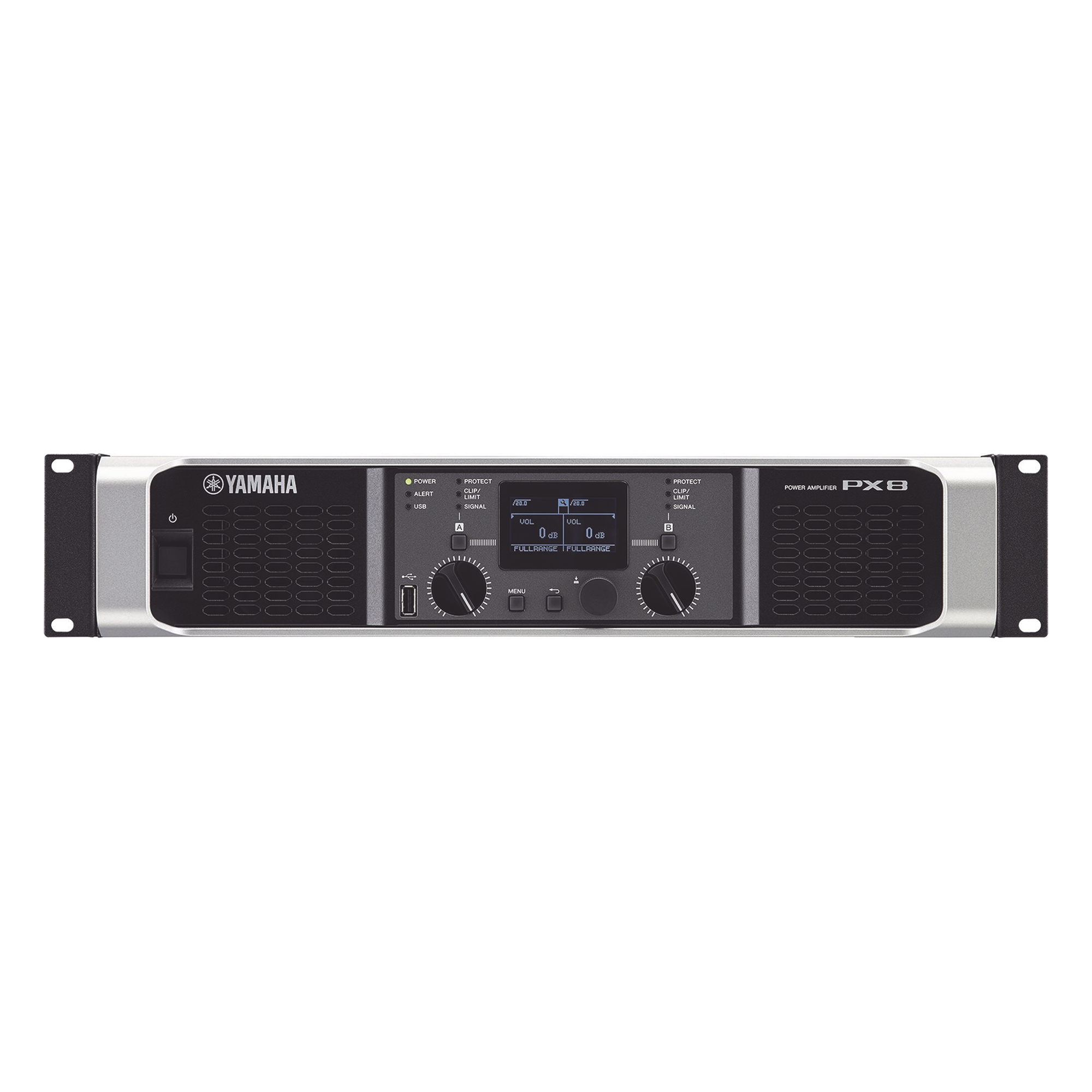Amplificador de audio Clase D | 800 W x 2 a 8Ω | 1050 W x 2 a 4Ω. | Baja Impedancia | Procesamiento Inteligente — YAMAHA · SKU PX8