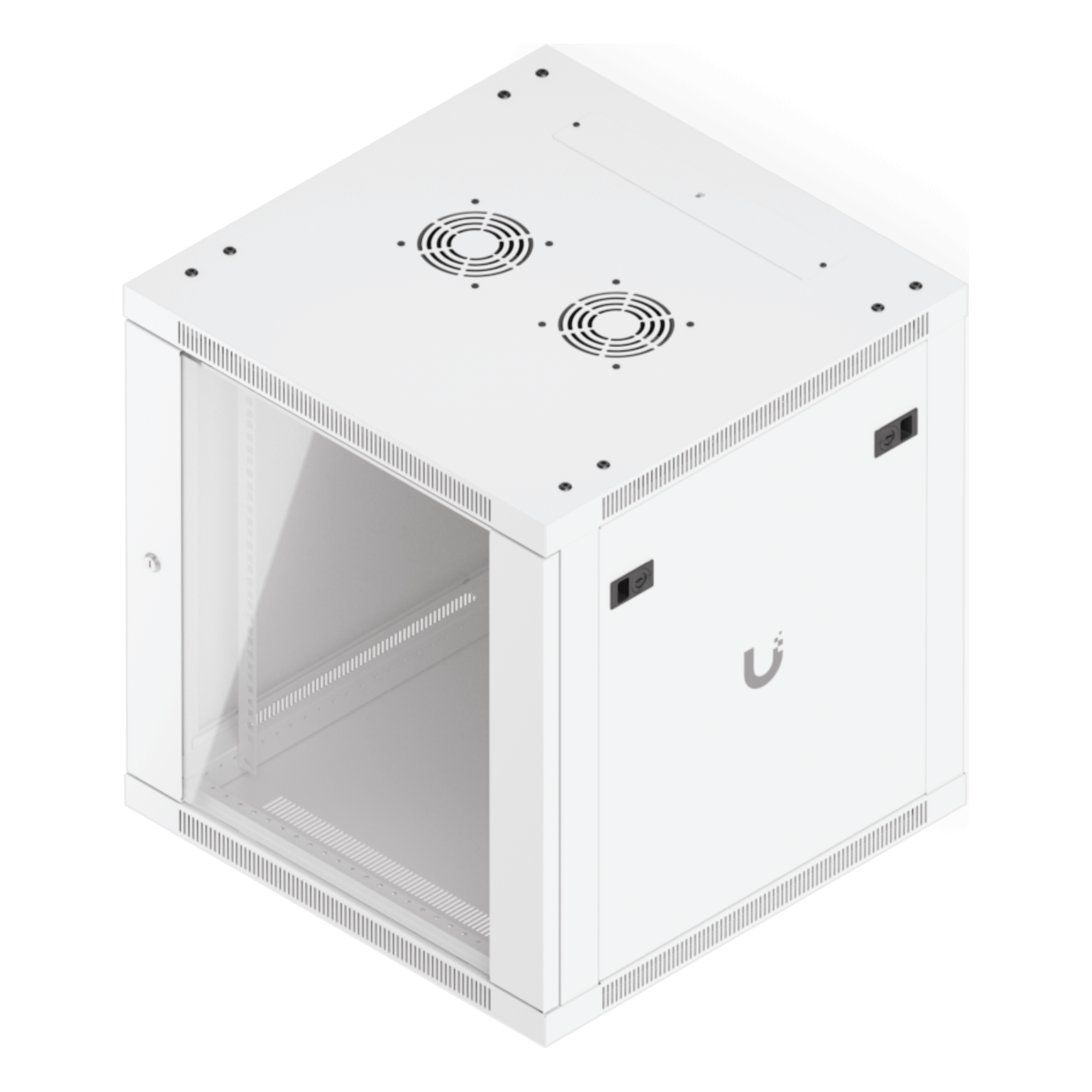 Gabinete Rack 12U / Montaje en Pared / 4 Postes / Vidrio Templado / Carga 80 kg (176 lb) / 598 × 600 mm
