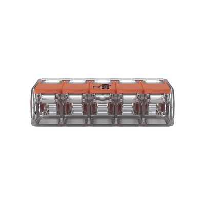 Conector Eléctrico / Borna de Conexión con Palancas / 5 Puntos / 6 mm² Máximo / 30A 450V / Transparente / CAGE CLAMP® / UL-ENEC-CB