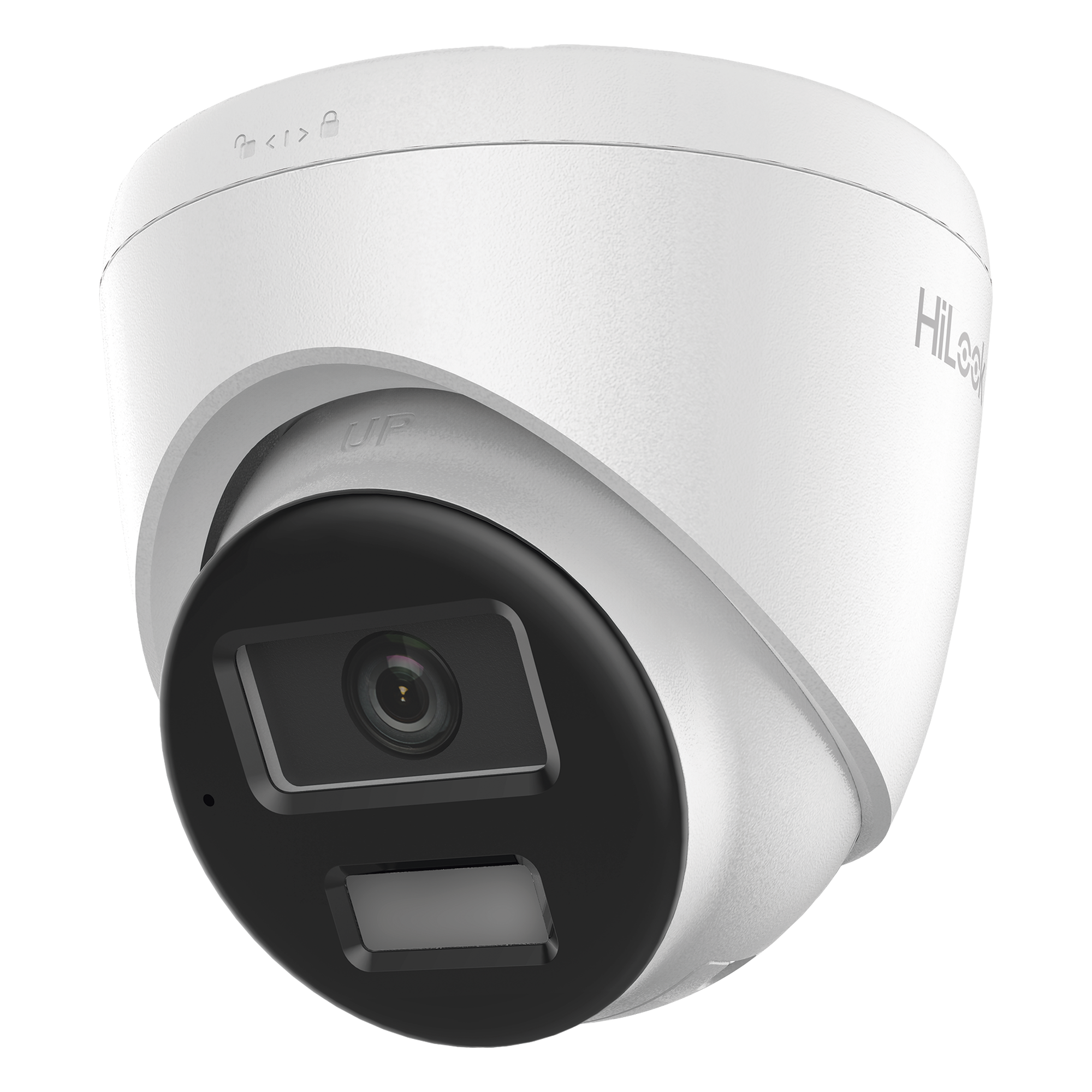 [Dual Light] Turret IP de 2 Megapixel / Lente 2.8 mm / Ángulo de visión 101° / 20 mts IR + 15 mts Luz Blanca / Micrófono Integrado / ACUSENSE Lite / Exterior IP67 / PoE / dWDR / H.265+ / ONVIF — HiLook by HIKVISION · SKU IPC-T220HA-LUC