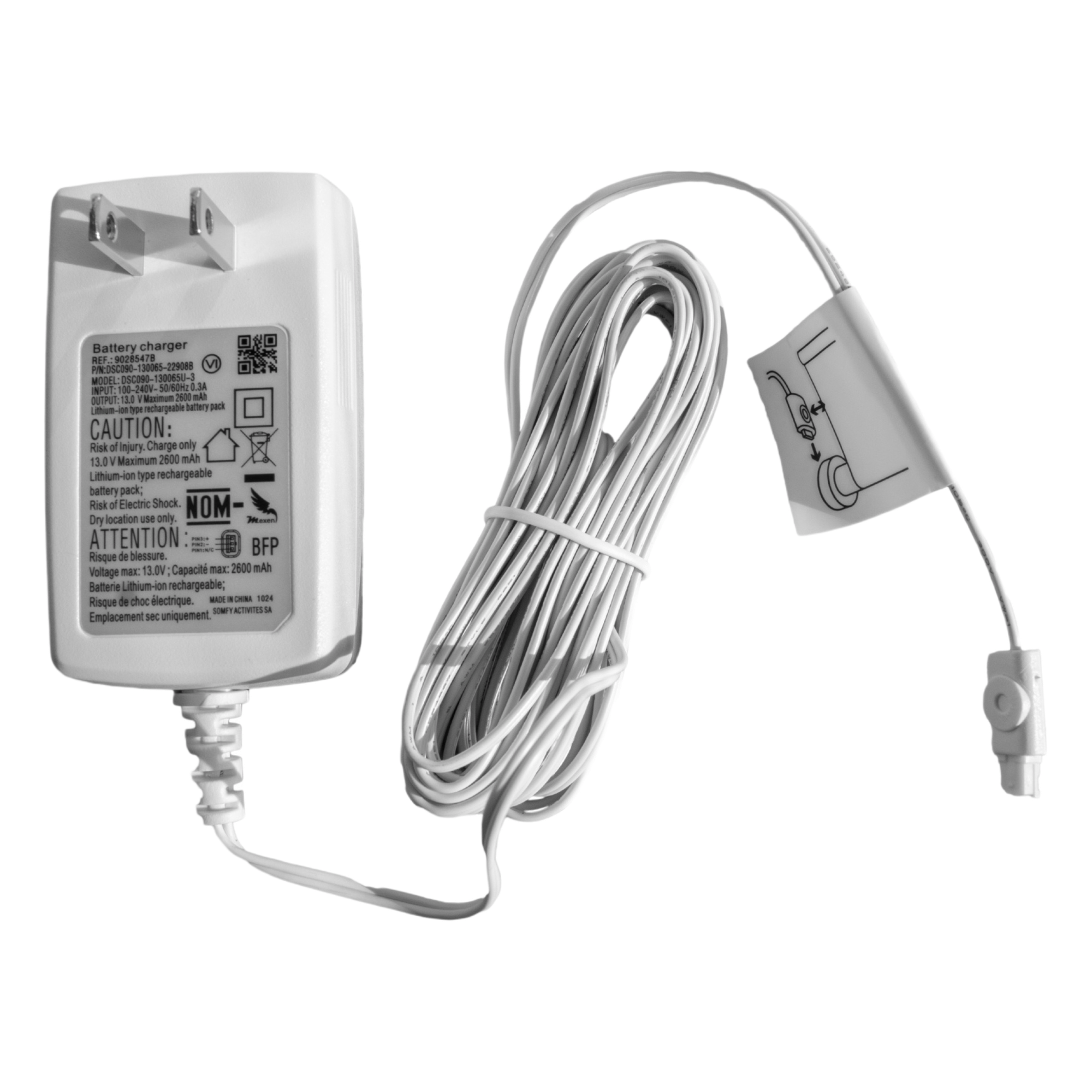 Cargador para motores inalambricos SOMFY Altus28 y Sonesse30, validar conector del motor.  · SKU 9028547A