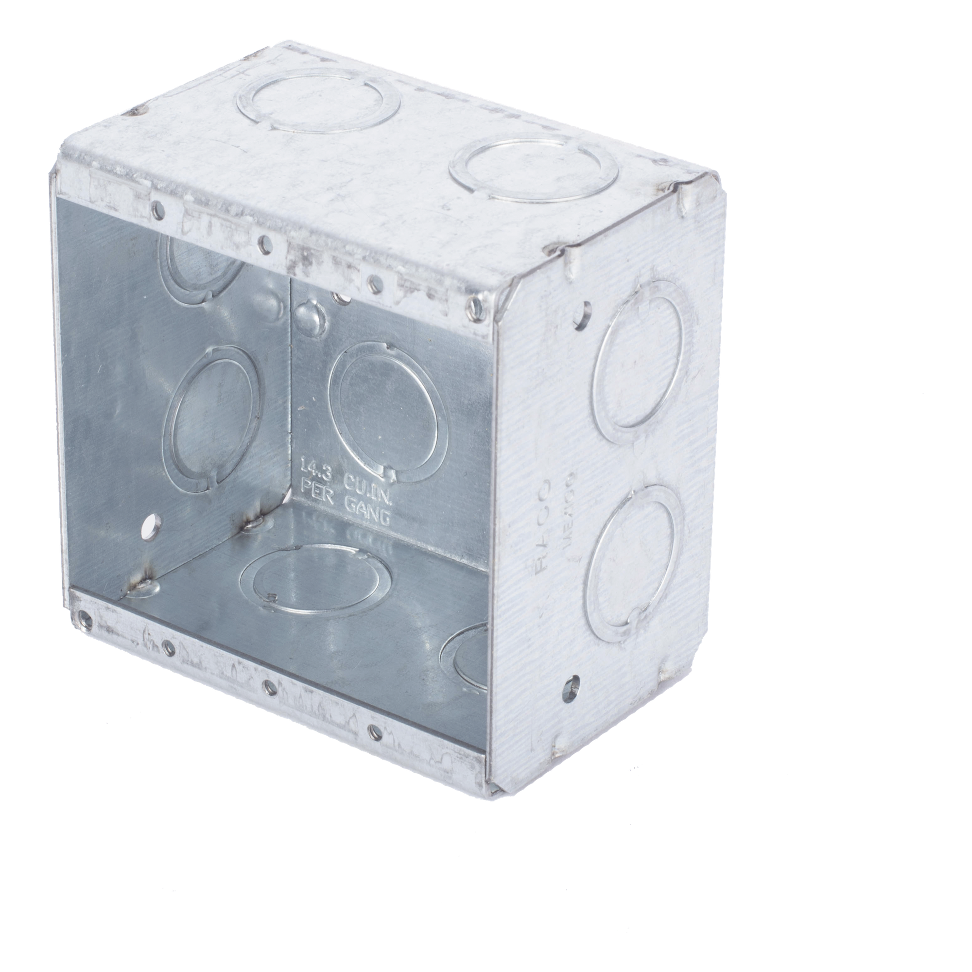 Caja Multigang de 2 Gangs/ Profundidad de 2-1/2 Pulgadas (6.35 cm)/ 12 Entradas de 1/2 - 3/4 Pulgadas (1.27 - 1.91 cm) — RACO · SKU HUB-691