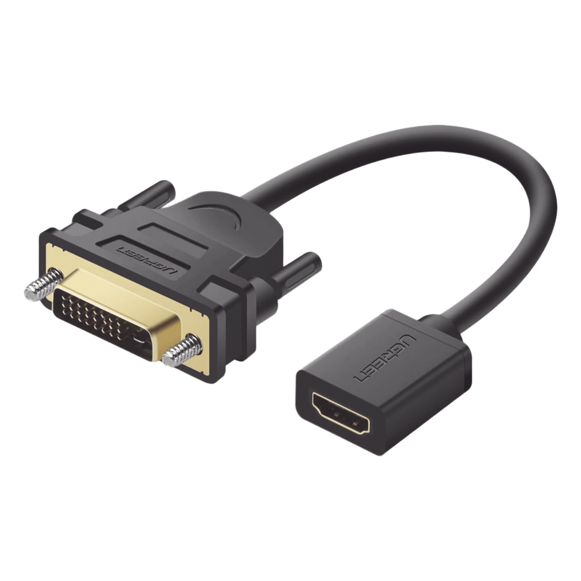 Adaptador DVI Macho a HDMI Hembra / Bidireccional / 1080P@60Hz / Cable 22 cm (8.66 in) / Triple Blindaje — UGREEN · SKU 20118