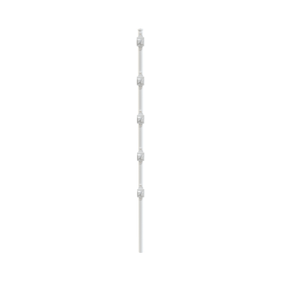 Poste con 5 Aisladores de PASO para Cerca Electrificada. Tubo Galvanizado de 1.2m, cal. 18 de 1" Diam. + Pintura Blanca Aplicación en Polvo.