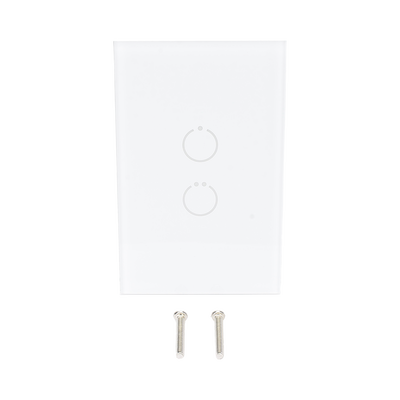 (ZWAVE) Interruptor On/Off panel táctil touch inalámbrico Zwave Plus 2 botones. No requiere cable neutro, Compatible con Hubitat HC8, Álula M2M, otros 