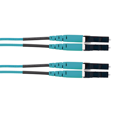 Jumper de Fibra Optica Multimodo 50/125 OM3, LC-LC Duplex, LSZH (Cero Halógenos), Color Aqua, 1 Metro (3.28 Pies)
