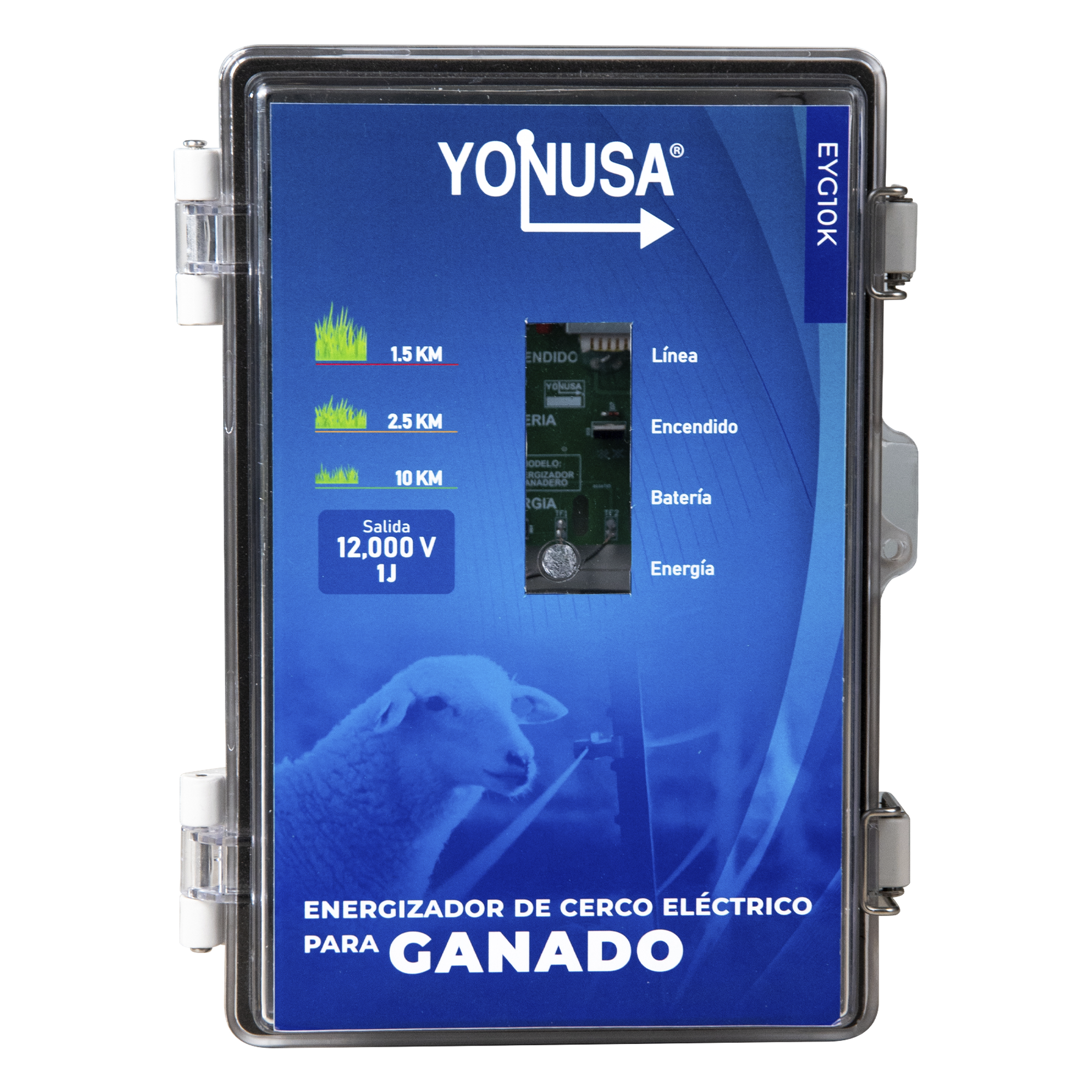 Energizador para Ganado 10,000Volts-2JOULES/ 25,000 metros lineales de protección / Cercas Electrificadas — YONUSA · SKU SYSGAN25K