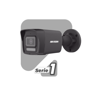 [Dual Light] Bala IP 4 Megapixel / Color Negro / Lente 2.8 mm / 30 mts IR + 30 mts Luz Blanca / Micrófono Integrado / ACUSENSE Lite / Exterior IP67 / H.265 / PoE / Micro SD