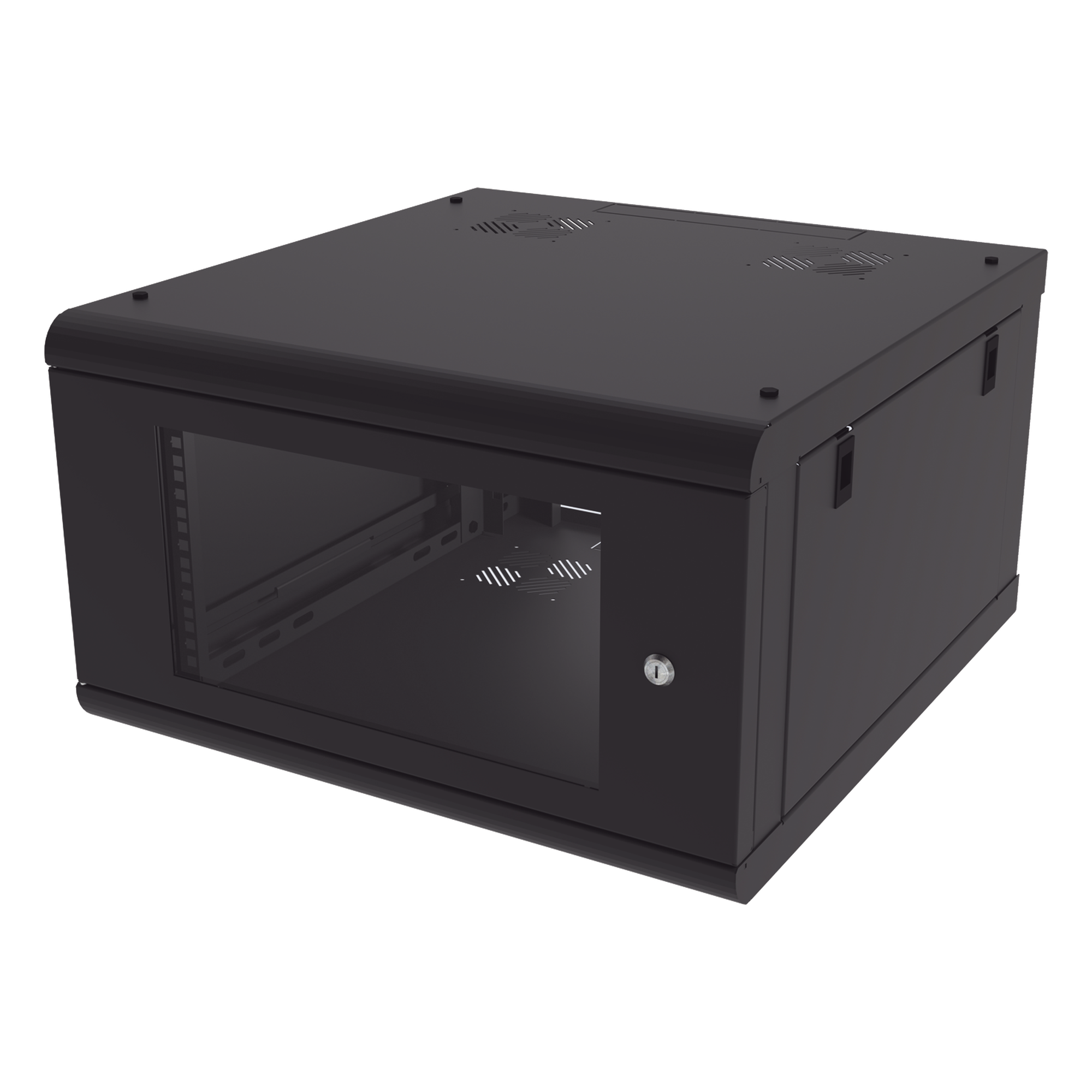Gabinete de Pared con Puerta de Cristal Templado, 635 mm de Profundidad, 6U Rack de 19 in, Acero Reforzado — LINKEDPRO · SKU SR-1906-GN2G
