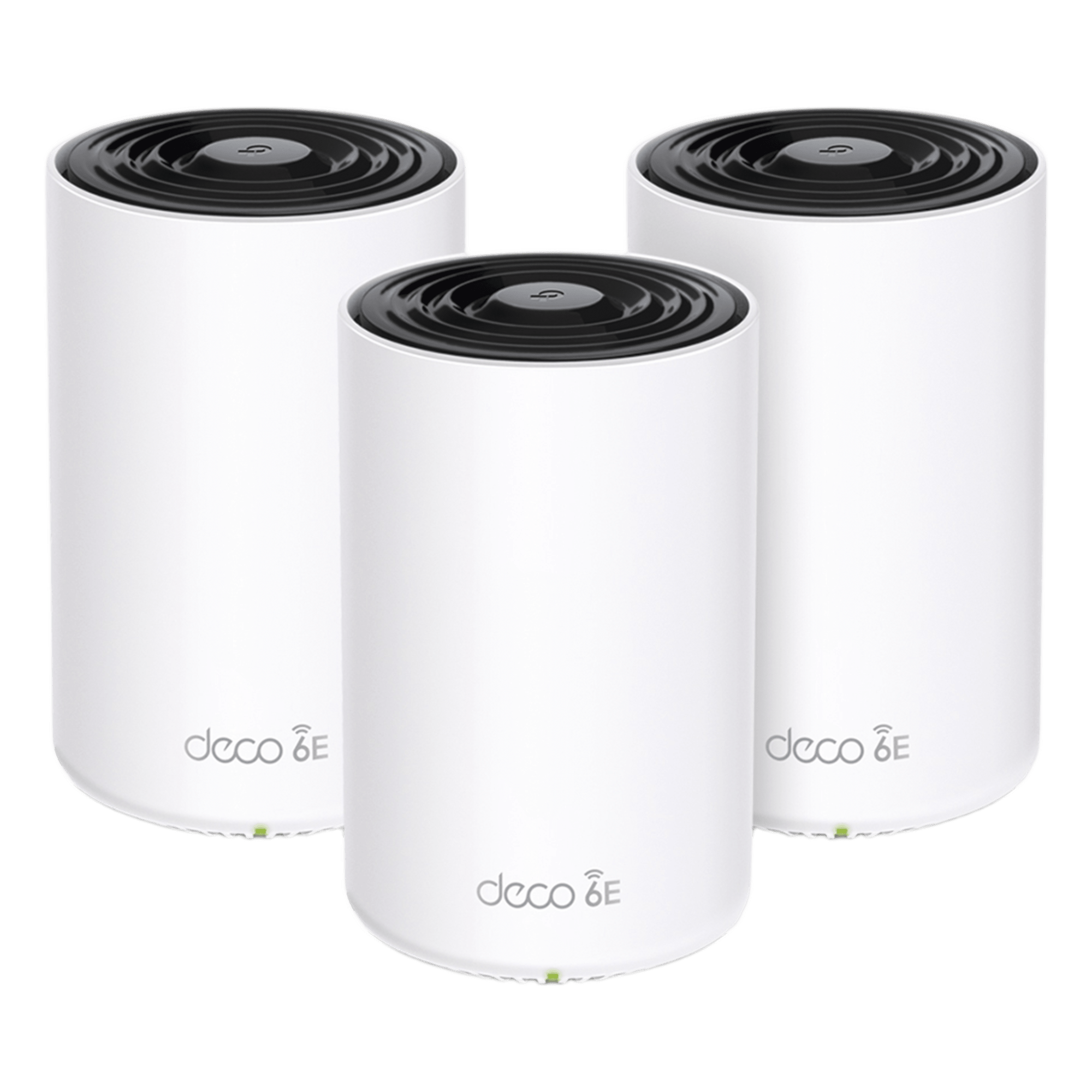 Kit 3 Routers Inalámbricos MESH Interior para Hogar / Doble Banda Wi-Fi 6E AX5400 Mbps / 3 Puerto Gigabit WAN/LAN / 4 Antenas Internas / Administración Mediante la App Deco (iOS, Android) / Protección HomeShield — TP-LINK · SKU DECOXE75-3PACK