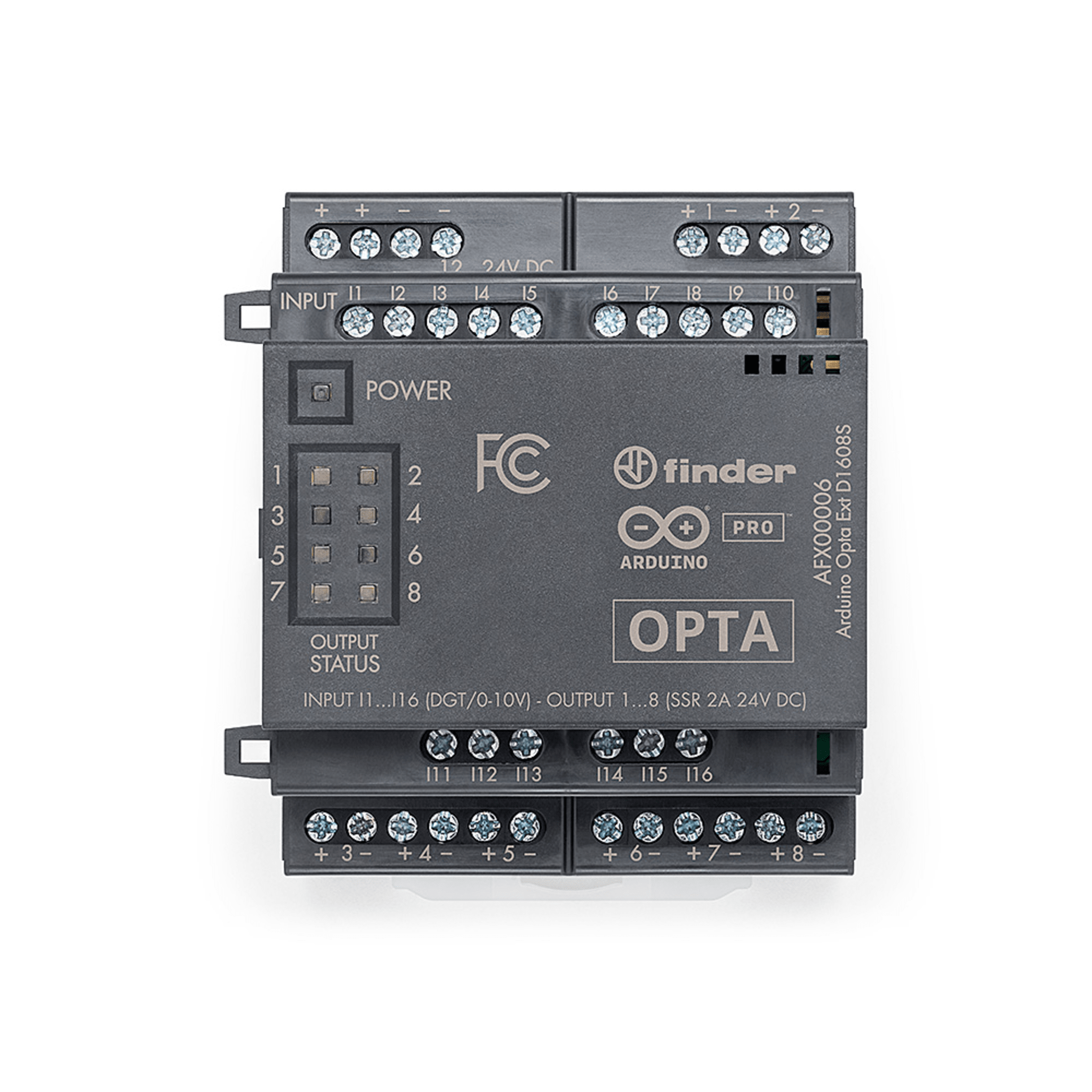 Expansión Digital Arduino Opta® / 16 Entradas Programables / 8 Relés / IP20 / Compatible PLC Industrial / IoT Industrial y Building Automation — ARDUINO LLC · SKU AFX-00006