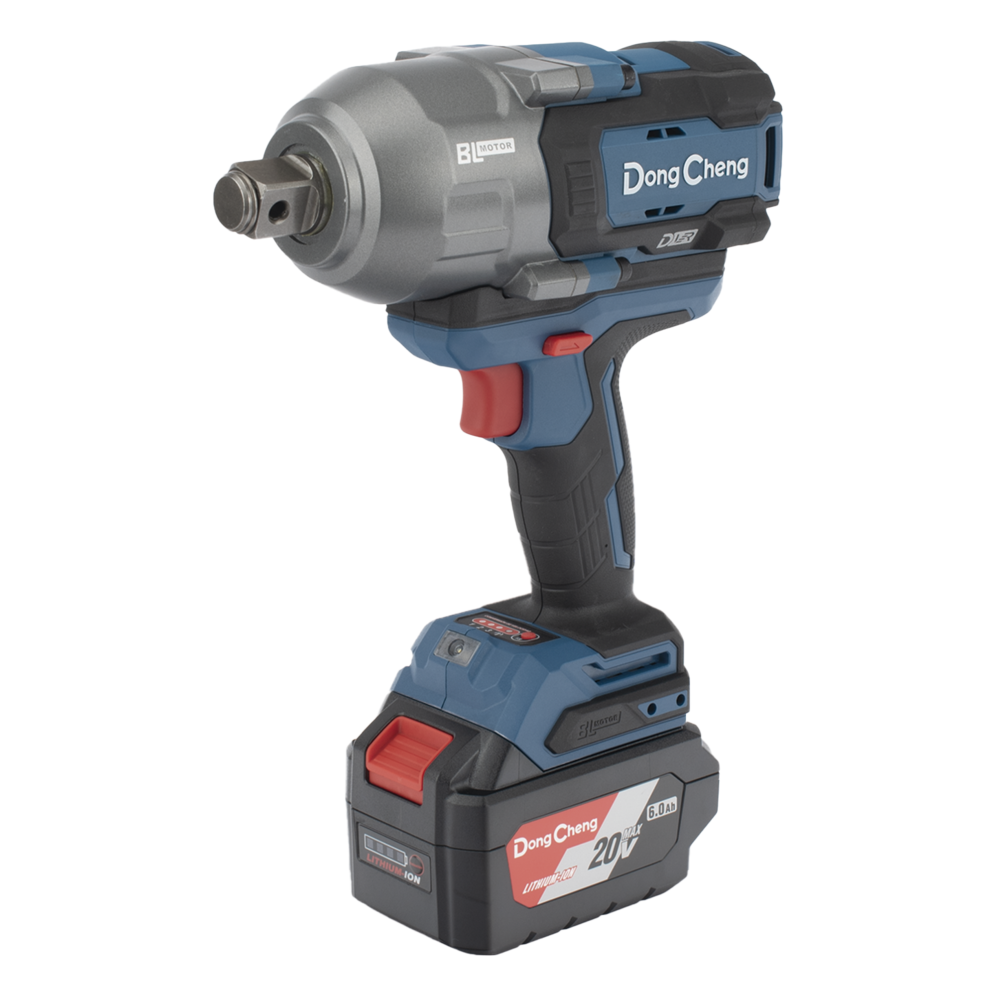 Llave de Impacto Inalámbrica de 20V, Entrada de 3/4 in, Incluye 2 Baterías de 6Ah, Cargador y Estuche — DONGCHENG · SKU DCPB-1288H-2K