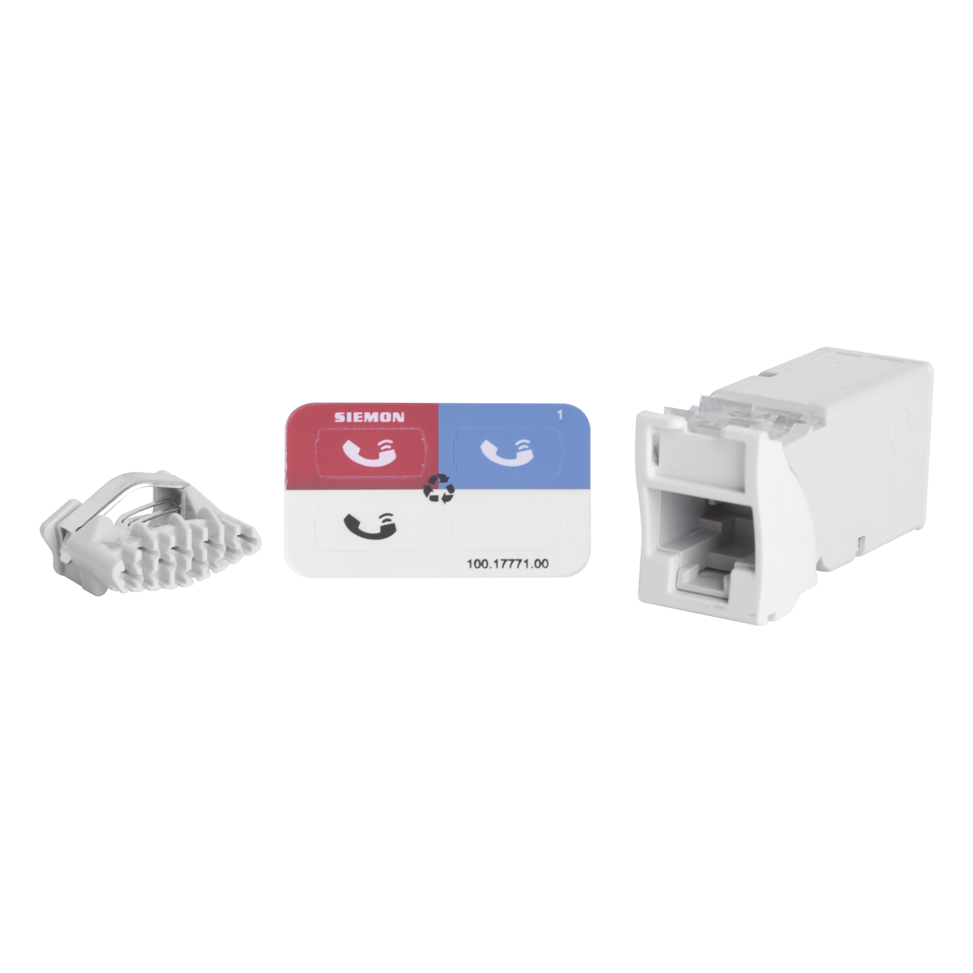 Jack Z-Max UTP Categoría 6, Montaje Híbrido en Placa de Pared (Plano y Angulado), Color Blanco — SIEMON · SKU Z6-02