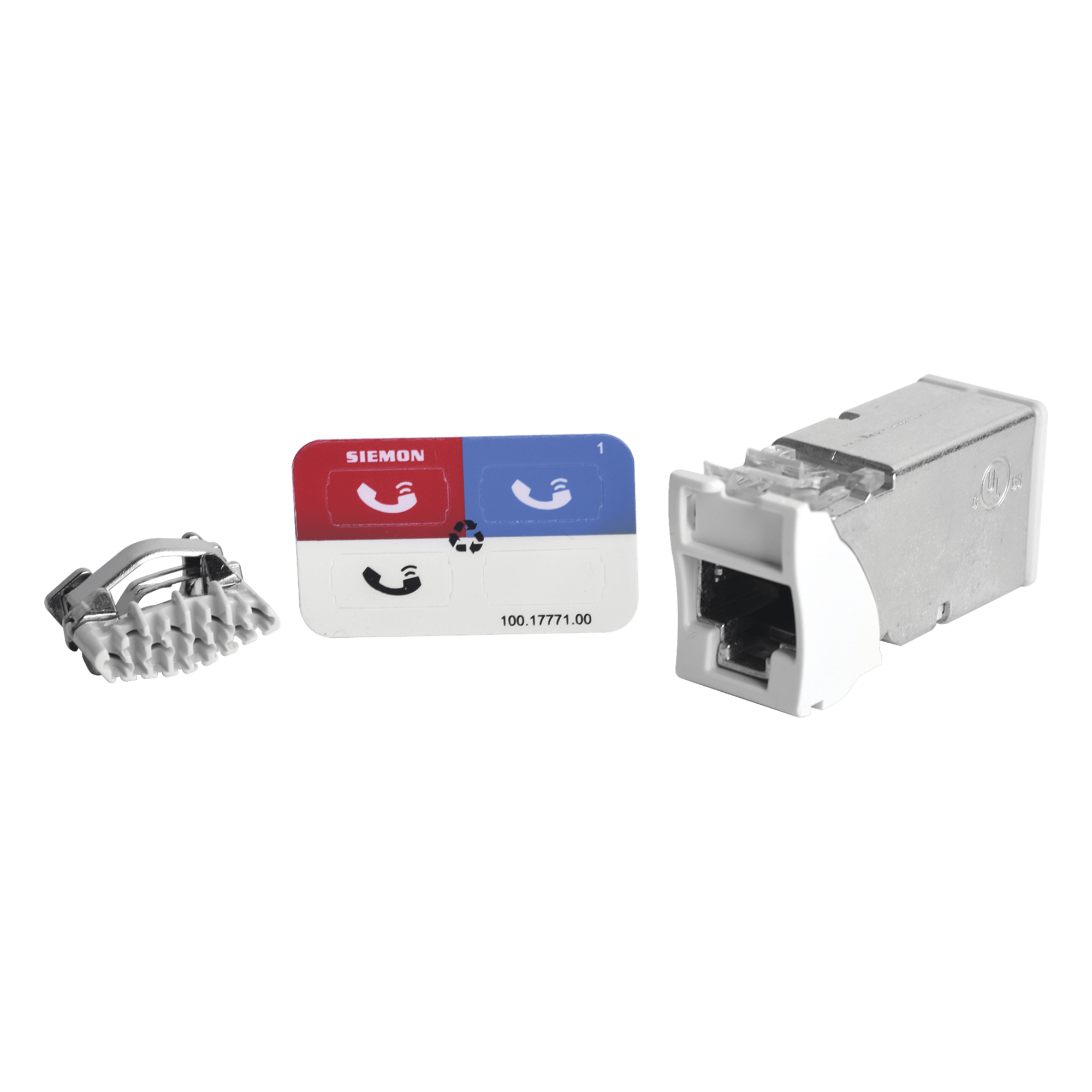 Jack Z-Max Cat6A, Blindado, Montaje Híbrido en Placa de Pared (Plano y Angulado), Color Blanco — SIEMON · SKU Z6A-S02