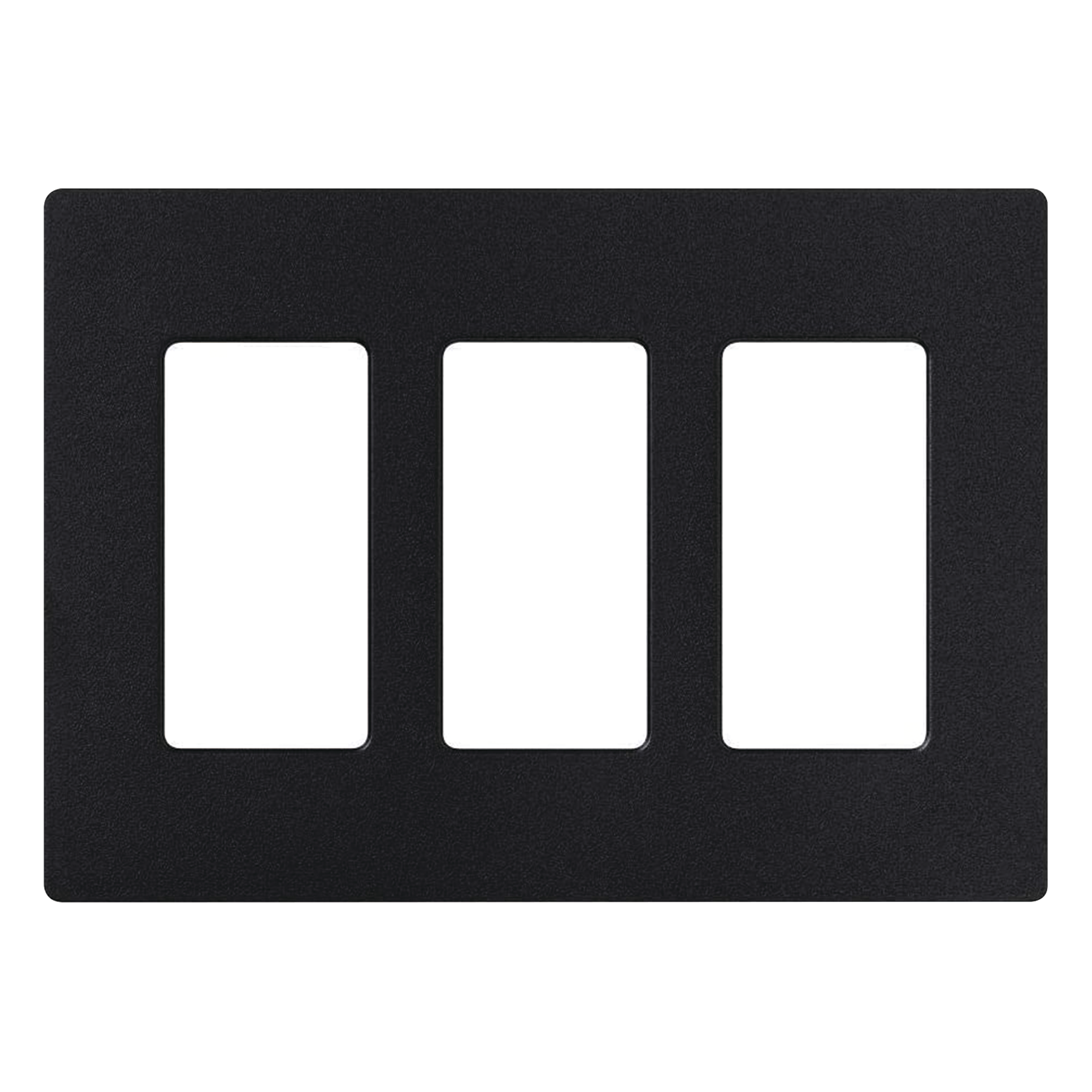 Placa de pared Satin Colors de 3 espacios sin tornillos visibles, acabado satinado color Midnight, para atenuadores, apagadores y accesorios Lutron de apertura Designer — LUTRON ELECTRONICS · SKU SC-3-MN