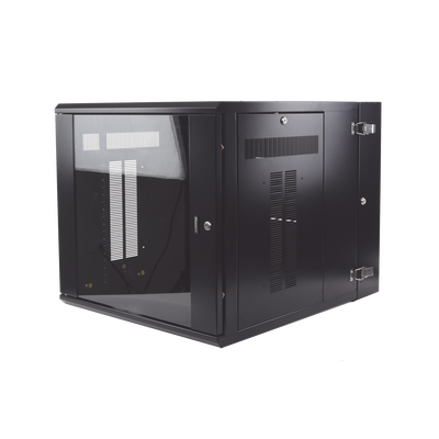 Gabinete PanZone de Montaje en Pared, de 19in, Puerta con Ventana de Seguridad, 12 UR, 762mm de Profundidad, Color Negro