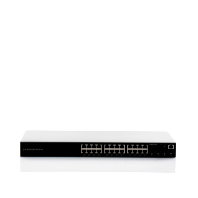 Switch PoE+ Administrable / 24 Puertos 10/100/1000 Mbps + 4 SFP / 360W PoE Total / Switching 56 Gbps / Cloud GWN Sin Costo / Montable en Rack