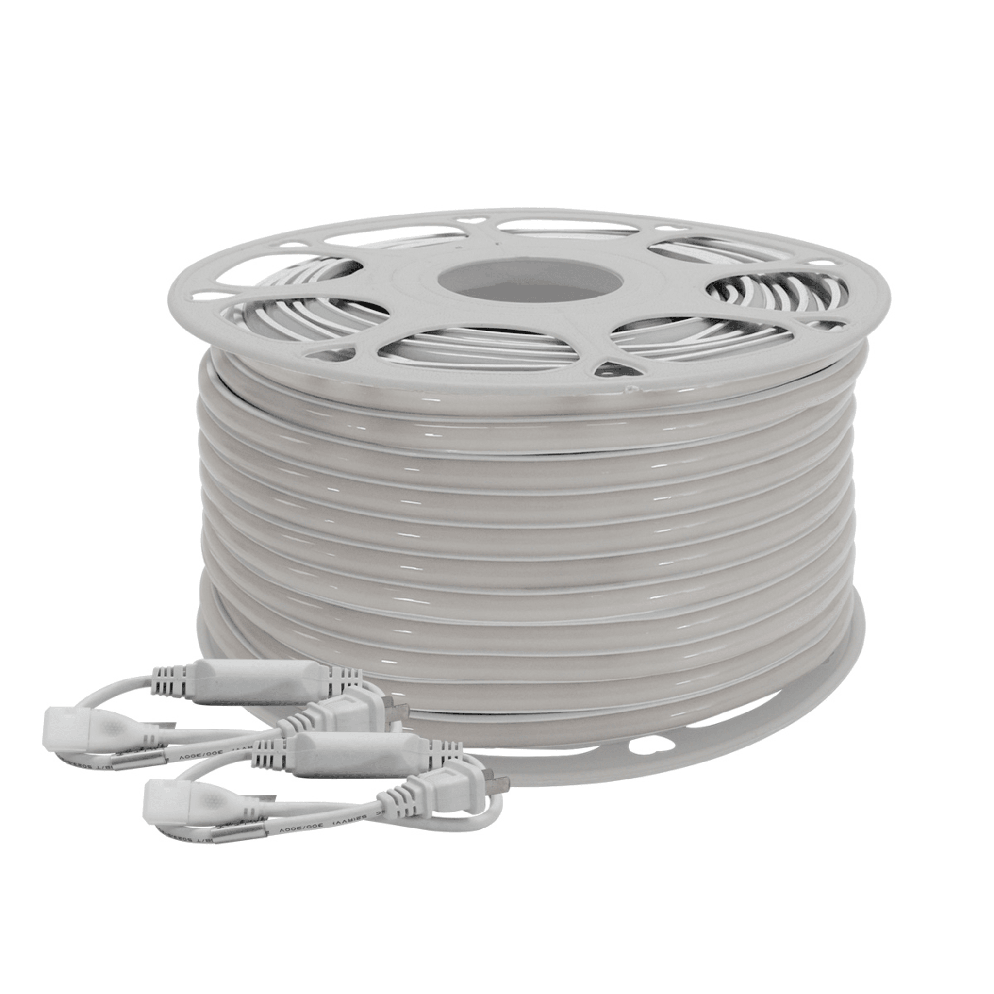 Manguera LED Luminosa Blanca de Resina Transparente y Flexible / Para uso Interior o Exterior / Carrete de 50 m/ 110V CA 4.2 A/ 500 W Potencia / T.C.C. 6500 K.
