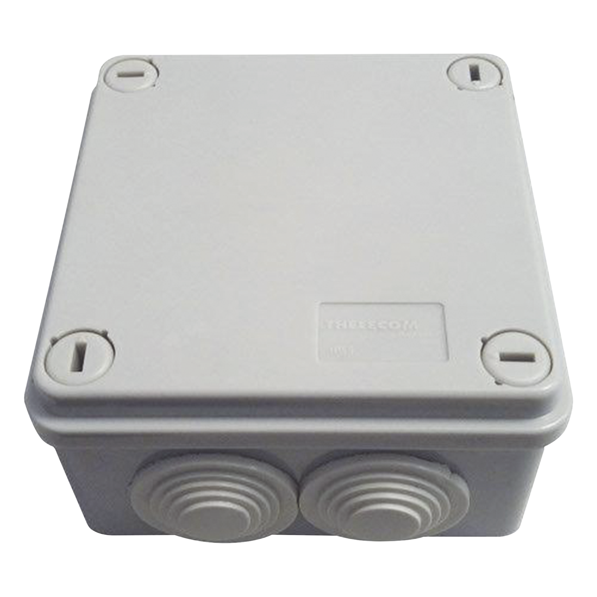 Caja Tipo Estanca IP55, con 6 Entradas, Tapa y Tornillo de Vuelta de 1/4, 100 x 100 x 50 mm (3.94 x 3.94 x 1.97 Pulgadas), Color Gris — THORSMAN · SKU TH-CJE
