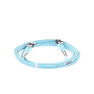 Jumper de Fibra Optica Multimodo 50/125 OM3, LC-LC Duplex, OFNR (Riser), Color Aqua, 5 Metros (16.40 Pies)