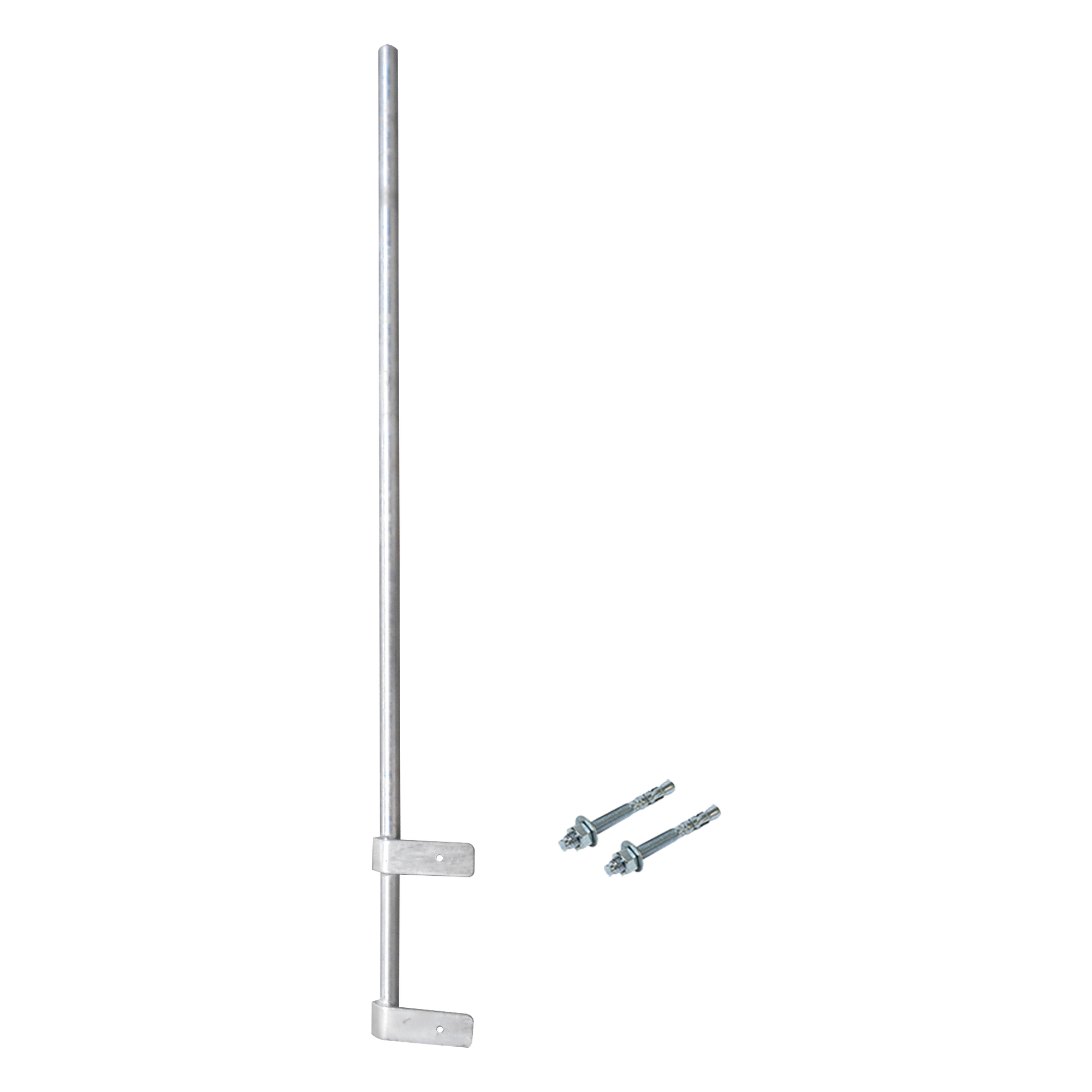 Mástil Liviano de Pared de 1.5 m (Diam. 1-1/4") con Cejas de Fijación Soldadas, ¡No se gira! Incluye Taquetes para instalación. — SYSCOM TOWERS · SKU SMRP-150-CF