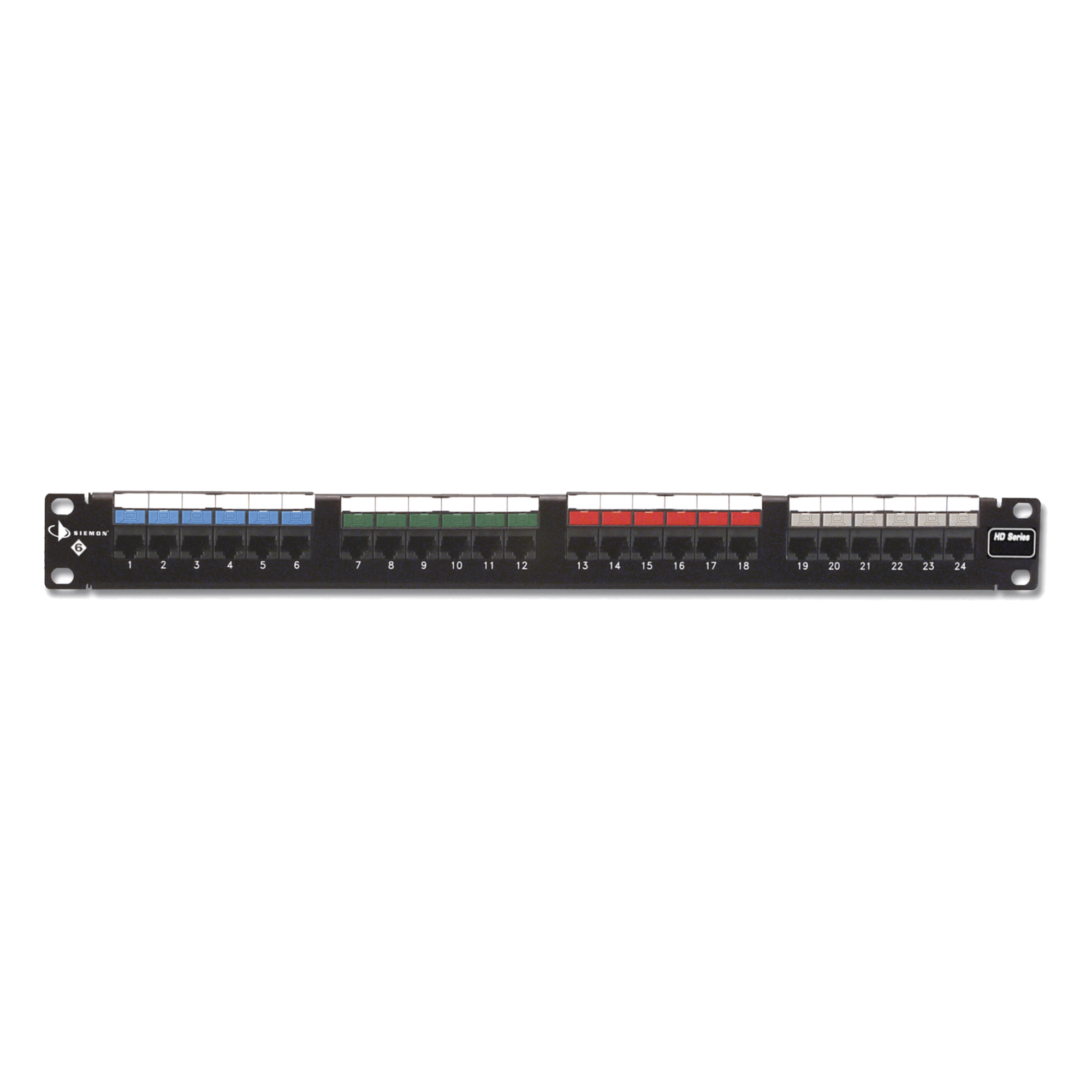 Patch Panel UTP HD6 de 24 Puertos, Precargado con Jacks Categoría 6, Plano, 1UR