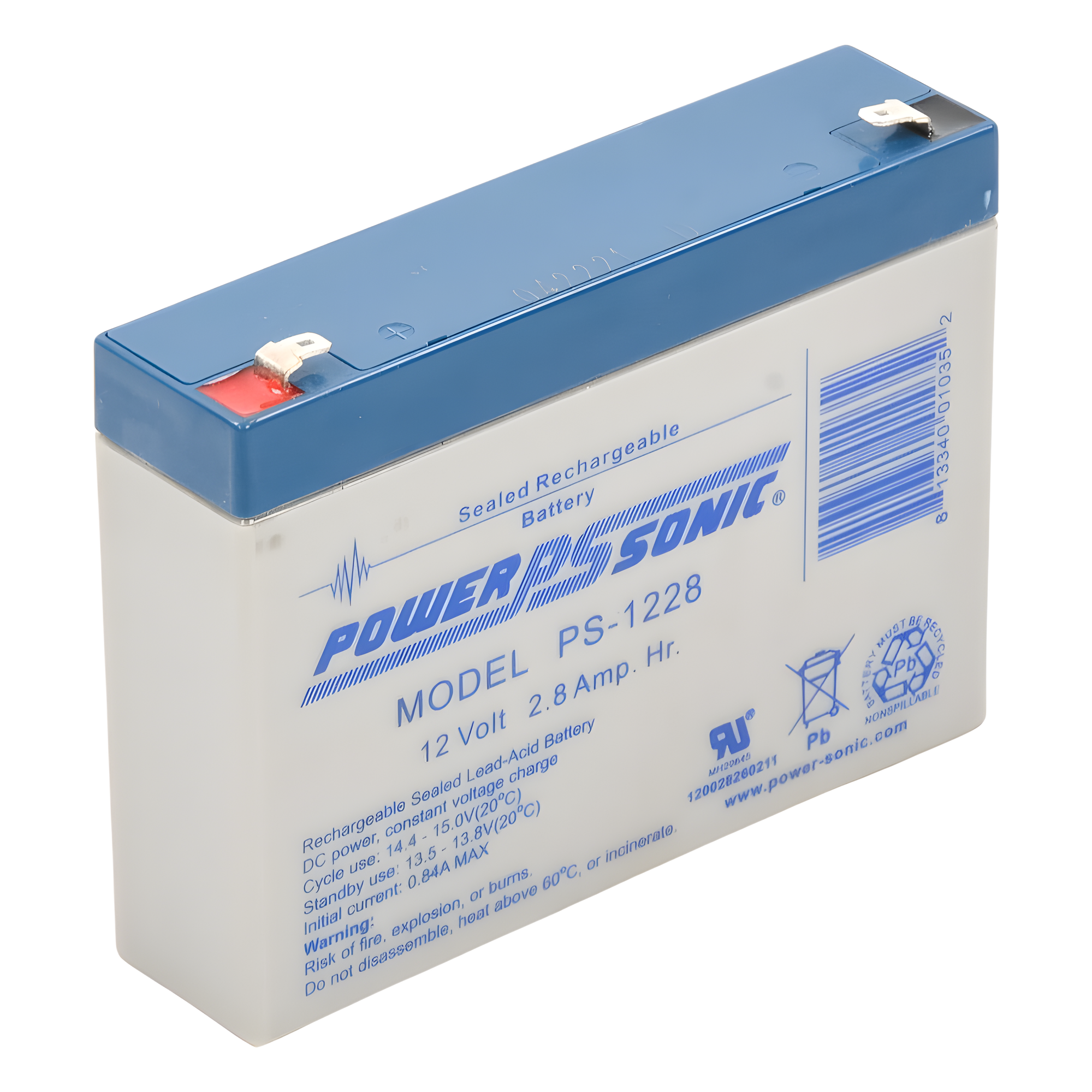 Batería 12V, 2.8AH, Para Respaldo, Tecnologías AGM/VRLA, 5 Años Vida Útil, Terminales F1, Reconocida UL
