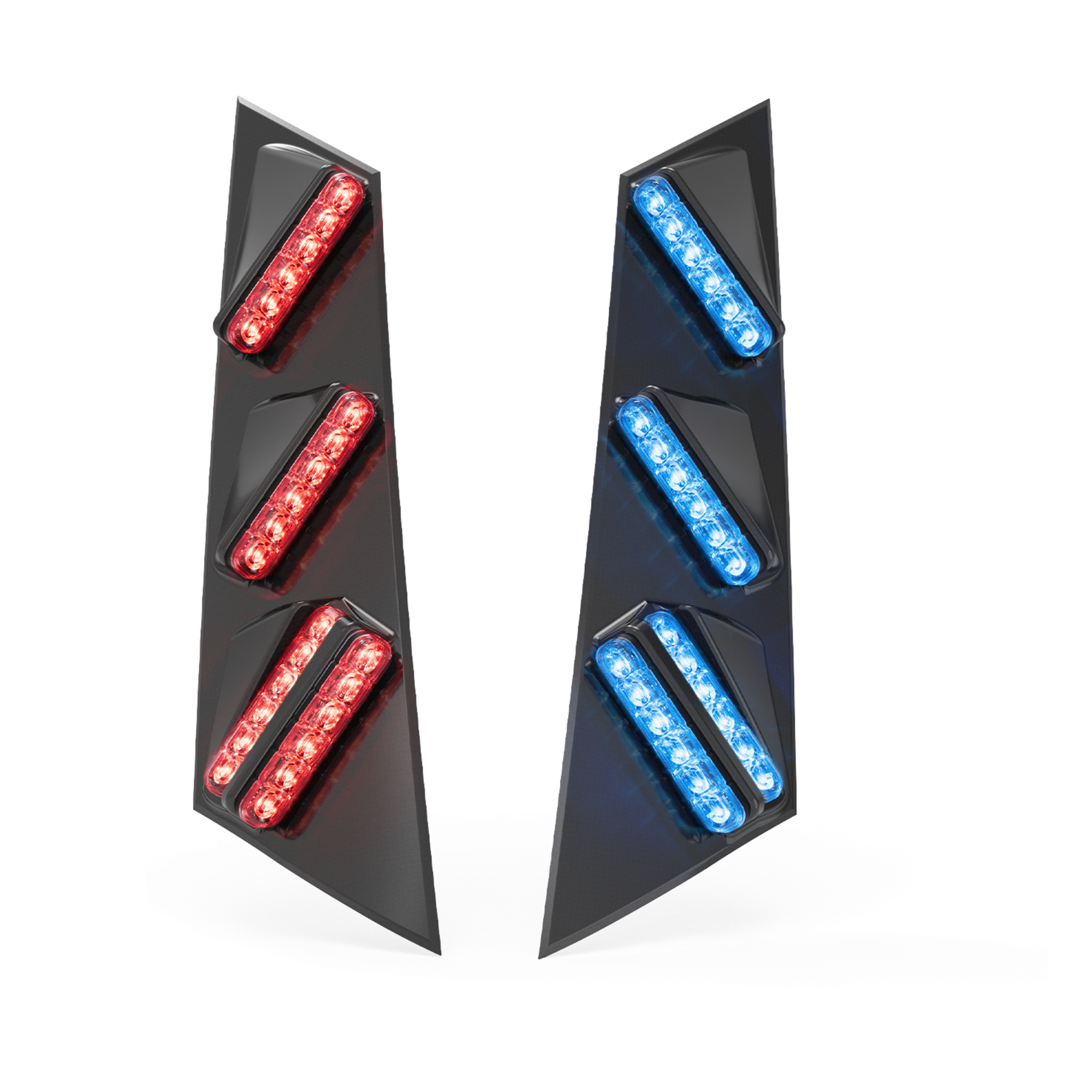 Sistema de Iluminación para Pilar de Vehículo / 6 Luces Traseras / 2 Luces de Intersección / Rojo/Azul/Ámbar Trasero / Rojo/Azul/Blanco Lateral / Compatible con Ford PIU 2020+