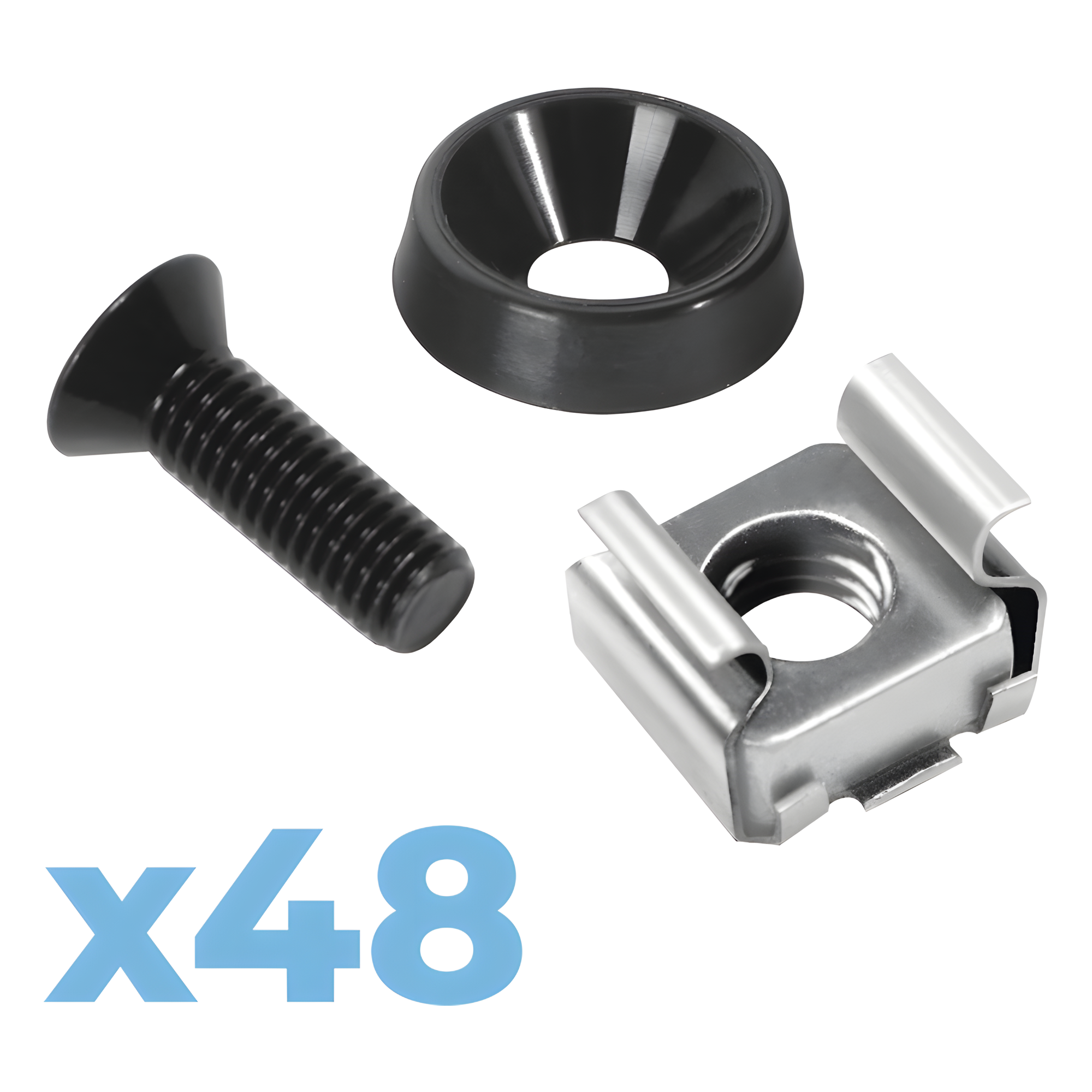 Juego de 48 Tornillos con 48 Arandelas y 48 Tuercas Enjauladas para Rack LINKED PRO — LINKEDPRO BY EPCOM · SKU LP-TAT-48