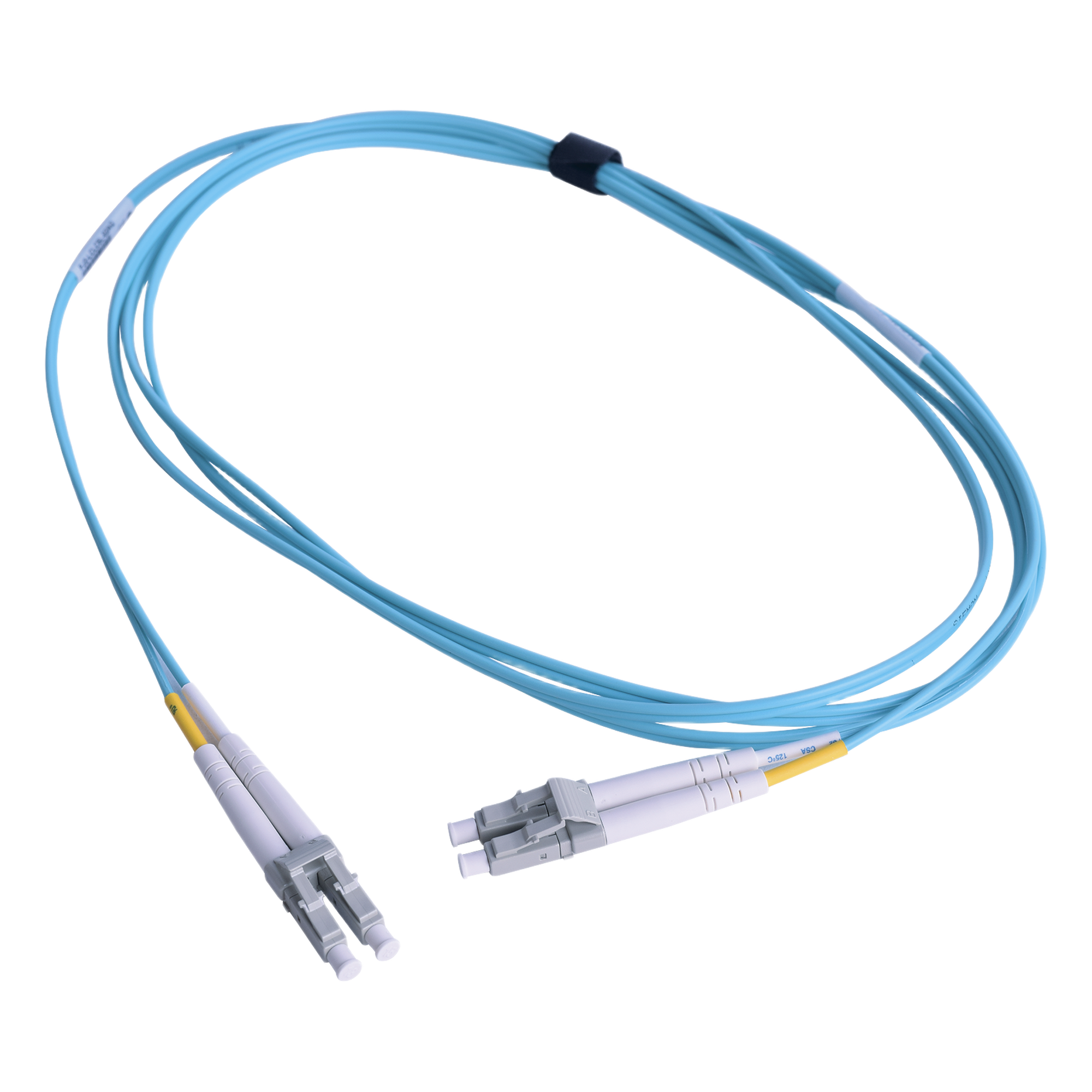 Jumper de Fibra Óptica Multimodo 50/125 OM3 XGLO, LC-LC Duplex, OFNR, Color Aqua, 1 Metro (3.28 Pies) — SIEMON · SKU FJ2-LCLC5L-01AQ