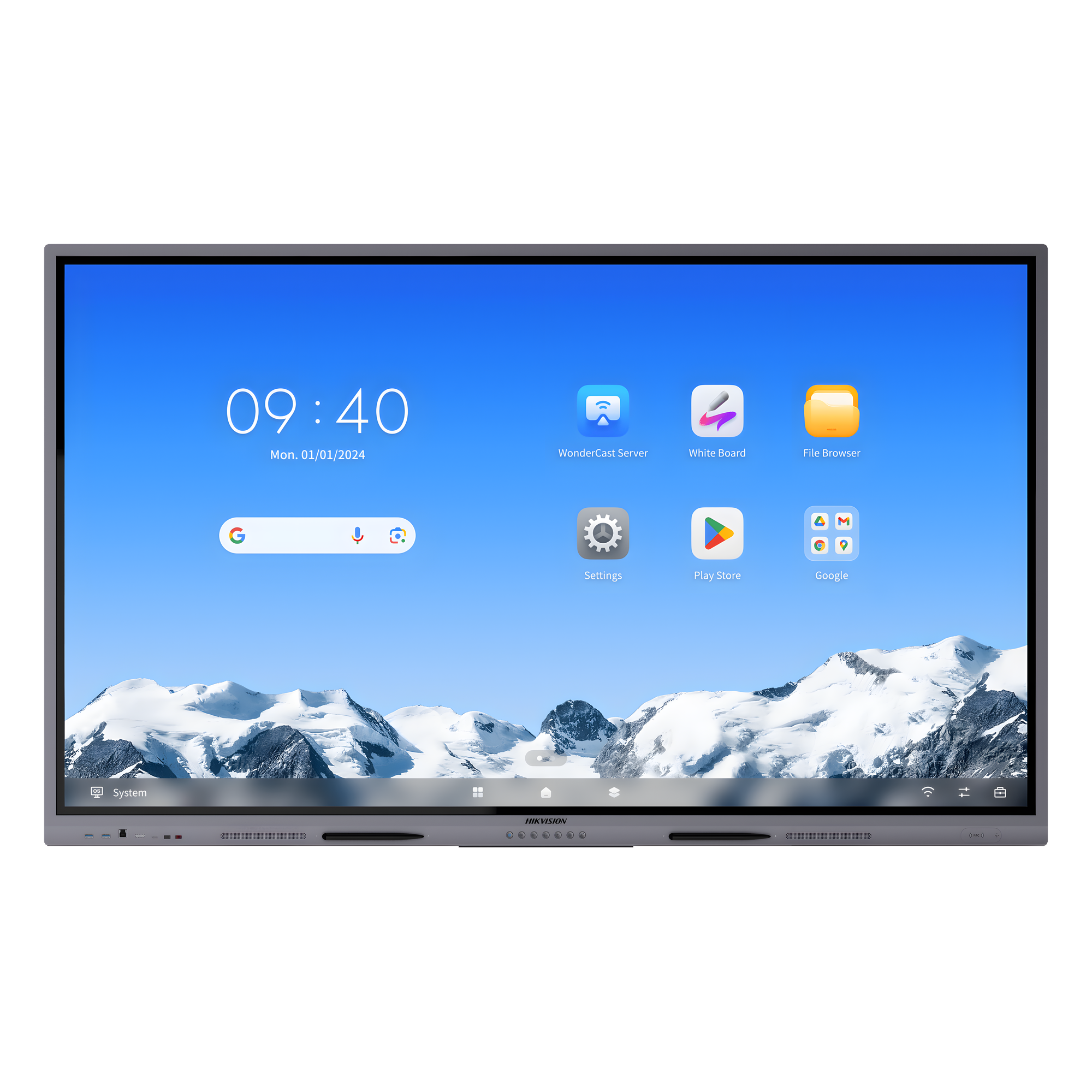Pantalla Interactiva Touch de 65" Android 14 / Asistentes IA / Google Suite Preinstalado con Certificación EDLA / Resolución 4K / Bocinas Integradas / Entradas HDMI y VGA / Incluye 2 Lápices para Escribir — HIKVISION · SKU DS-D5C65RB/A2L(EDLA)