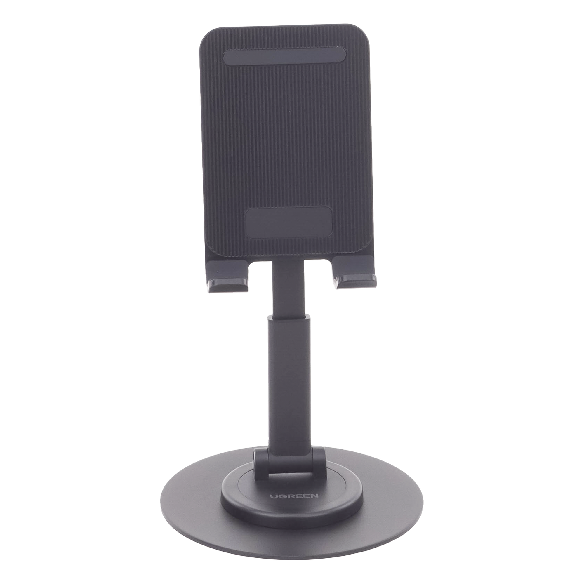 Soporte para Teléfono Celular Giratorio | 360° de Rotación | Angulo Ajustable | Altura Ajustable 17-20cm | Antideslizante | Ejes Giratorios de Alta Precisión| Plegable | Aluminio | Color Gris