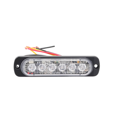 Luz Auxiliar de 6 LED, Rojo, Lente Transparente, SAE