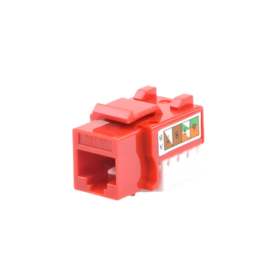 Módulo Jack Keystone Cat5e con Terminación 110 (Punchdown) para Faceplate - Color Rojo