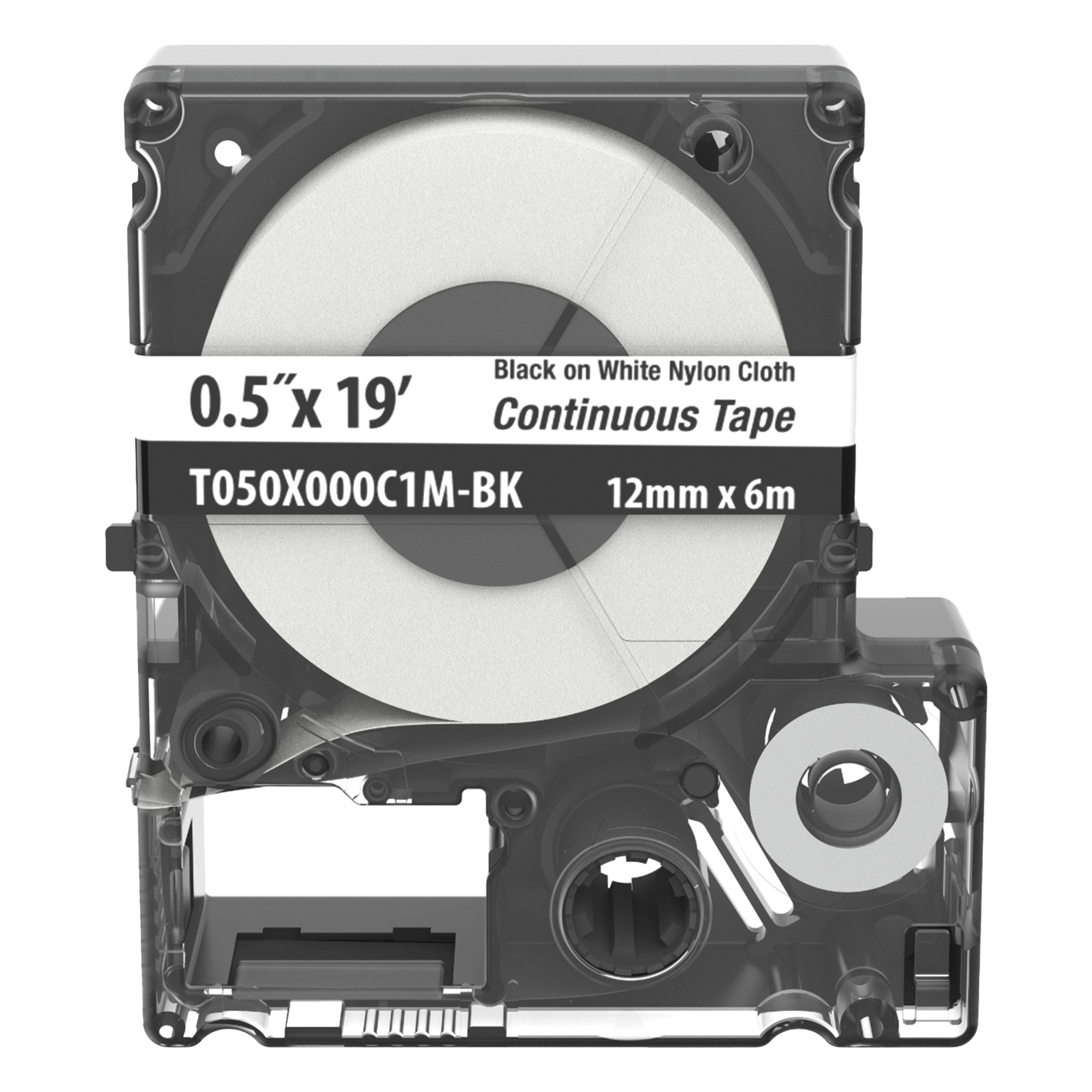 Casete de Etiquetas de Nylon / Cinta Continua / Negro Sobre Blanco / 12 mm Ancho / 6 m (19.69 Pies) Largo / Interior-Exterior — PANDUIT · SKU T050X000C1M-BK