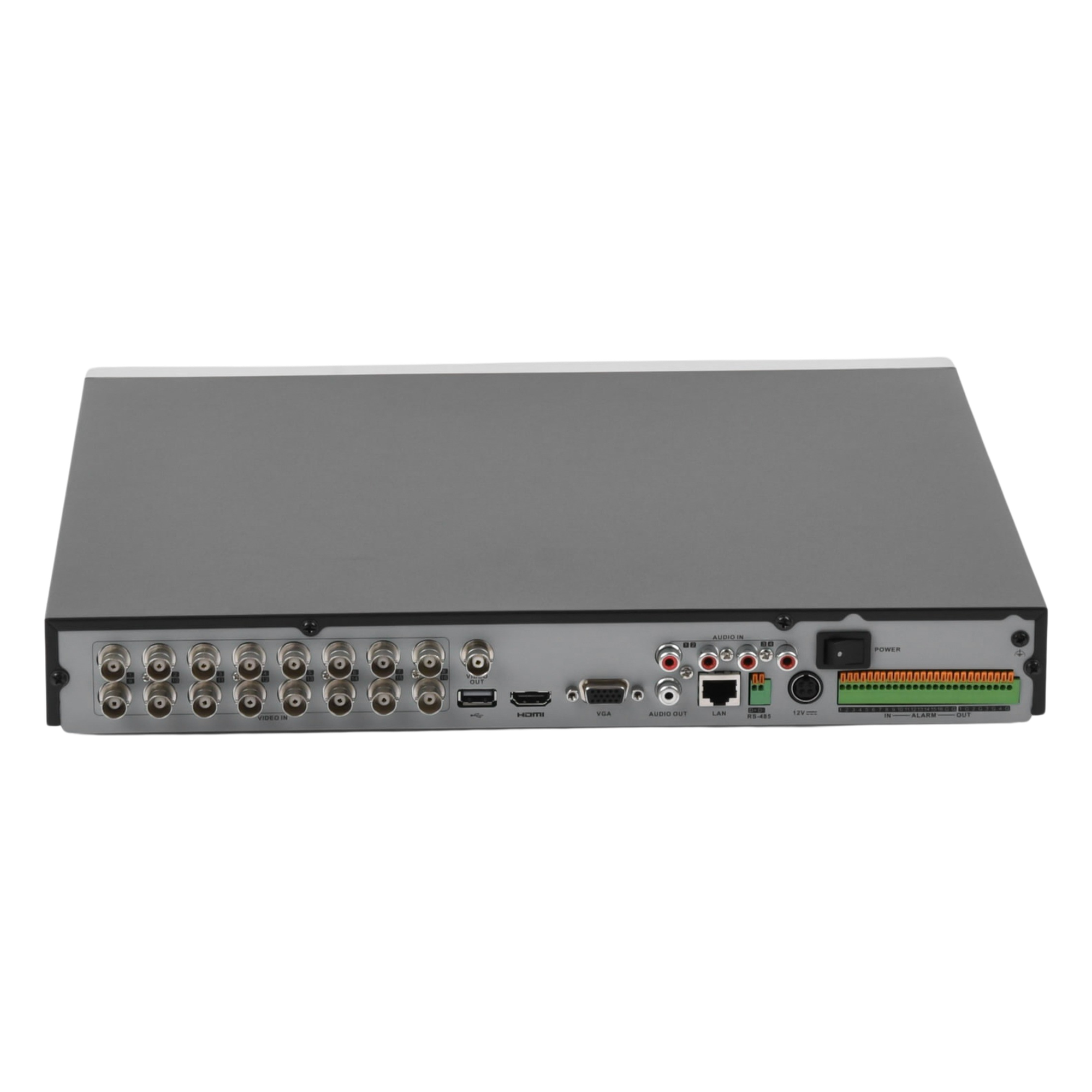 DVR 16 Canales 4K TURBOHD + 16 Canales IP / 8 Megapixel/ Audio por Coaxitron/ 2 Bahías de Disco Duro / 4 Canales de Audio / 16 Entradas de Alarma