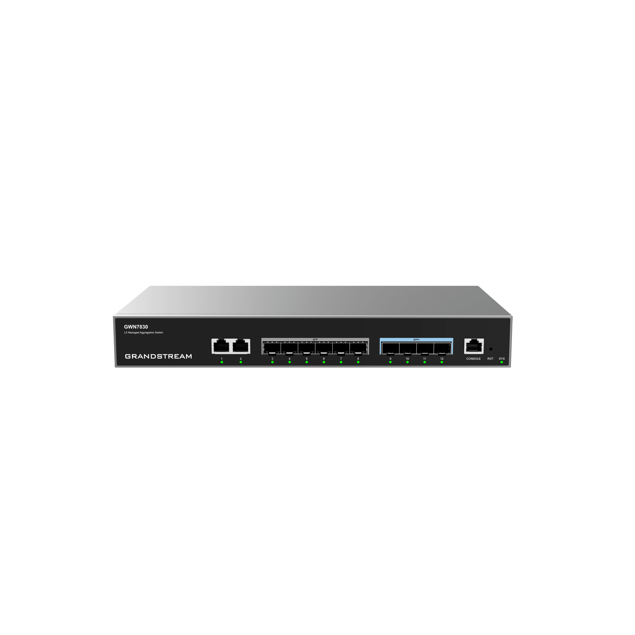 Switch de Agregación Capa 3 GWN7830 / 2 Puertos Gigabit Ethernet / 6 Puertos Gigabit SFP / 4 Puertos 10Gigabit SFP+ / QoS Integrada / Soporte IPv6 e IPv4 / Seguridad Avanzada / Stacking /