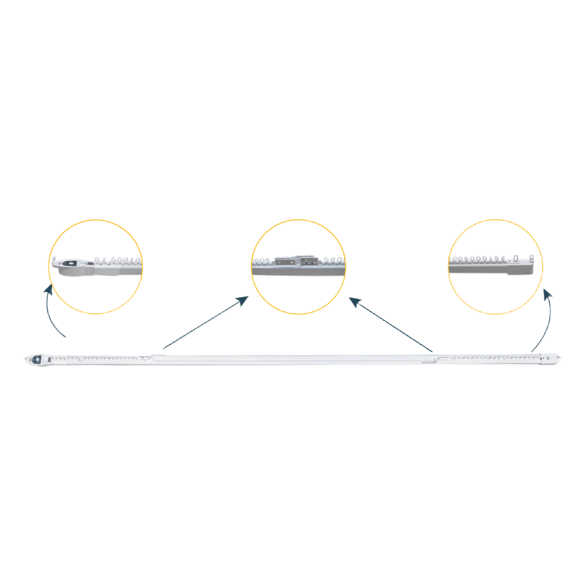 Riel Ajustable Cortinas Motorizadas / 2.3-4 m Ajustable / 20 Kg Capacidad / Movelite WF + Elatio Compatible / Instalación Techo / DIY / Smart Home — SOMFY · SKU RIELRETRACURTAIN