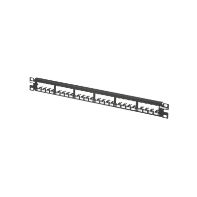 Panel de Parcheo Modular Mini-Com (Sin Conectores), Plano, Totalmente Blindado, de 24 Puertos, 1UR