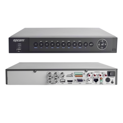 DVR 3 Megapixel / 4 Canales TURBOHD + 2 Canales IP / 1 Bahía de Disco Duro / H.264+ / 4 Canales de Audio / 4 Entradas de alarma / Vídeoanálisis