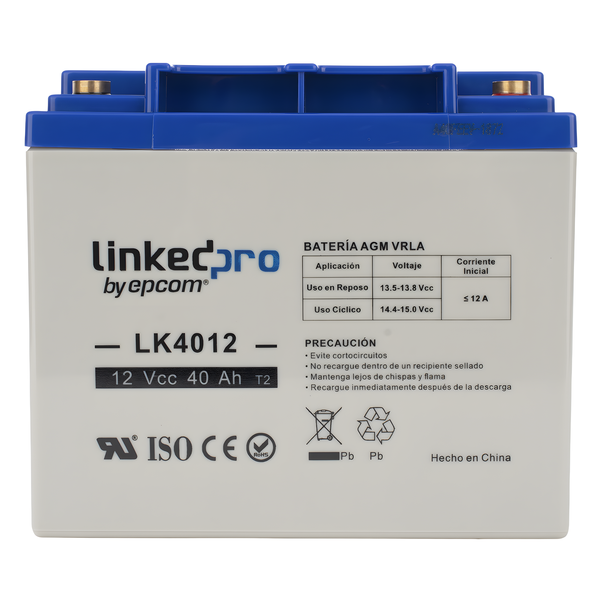 Batería de respaldo 12 V | 40 Ah | AGM | Especial para Seguridad Electrónica | UPS | Sistemas de Emergencia | Certificada UL | Vida útil 5 años | Terminales T2