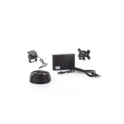 Sistema de Cámara de Reversa Alámbrico / Monitor LCD 7 Pulgadas Full HD / Cámara IR CMOS 18 LEDs / Ángulo de Visión 120° / IP69K / 12/24 VCC / Cable 20 m (65.6 ft)