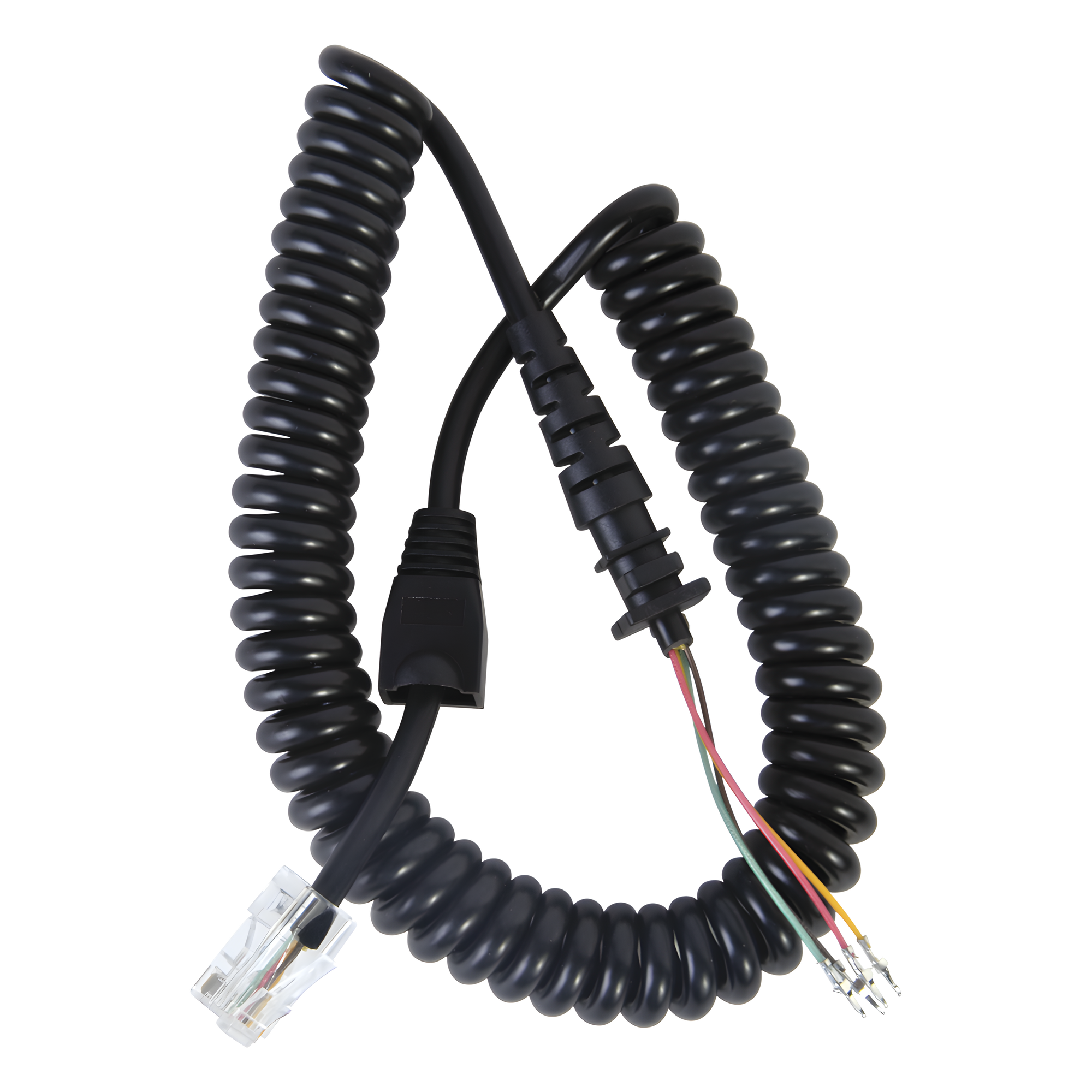 Cable de Micrófono Espiral / Conector 8P8C6 / Longitud 280 mm / Diámetro 4.5 mm / Temperatura -20~105°C / PP-PU Negro — TXPRO · SKU TXM272