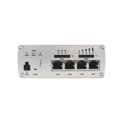Router Industrial LTE 4.5G Cat 6 / 300 Mbps / 4 Puertos Gigabit / Doble SIM / GNSS / PoE / -40°C a 75°C