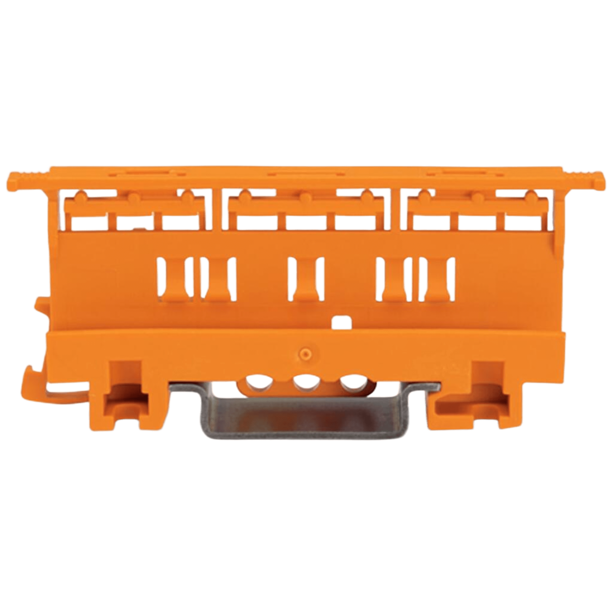 Portador de Montaje WAGO 221 Series, 4 mm², Montaje en Riel DIN-35 y por Tornillos, Color Naranja, Poliamida PA66 V0, 17.5 mm Ancho · SKU 221-500