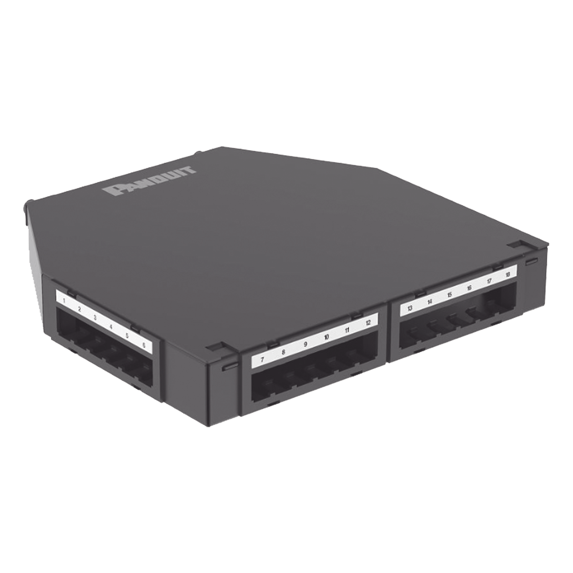 Punto de Consolidación de 24 Puertos Mini-Com, Instalación en Piso o Pared, Fabricado en Aluminio, Color Negro — PANDUIT · SKU CUFMB24BL