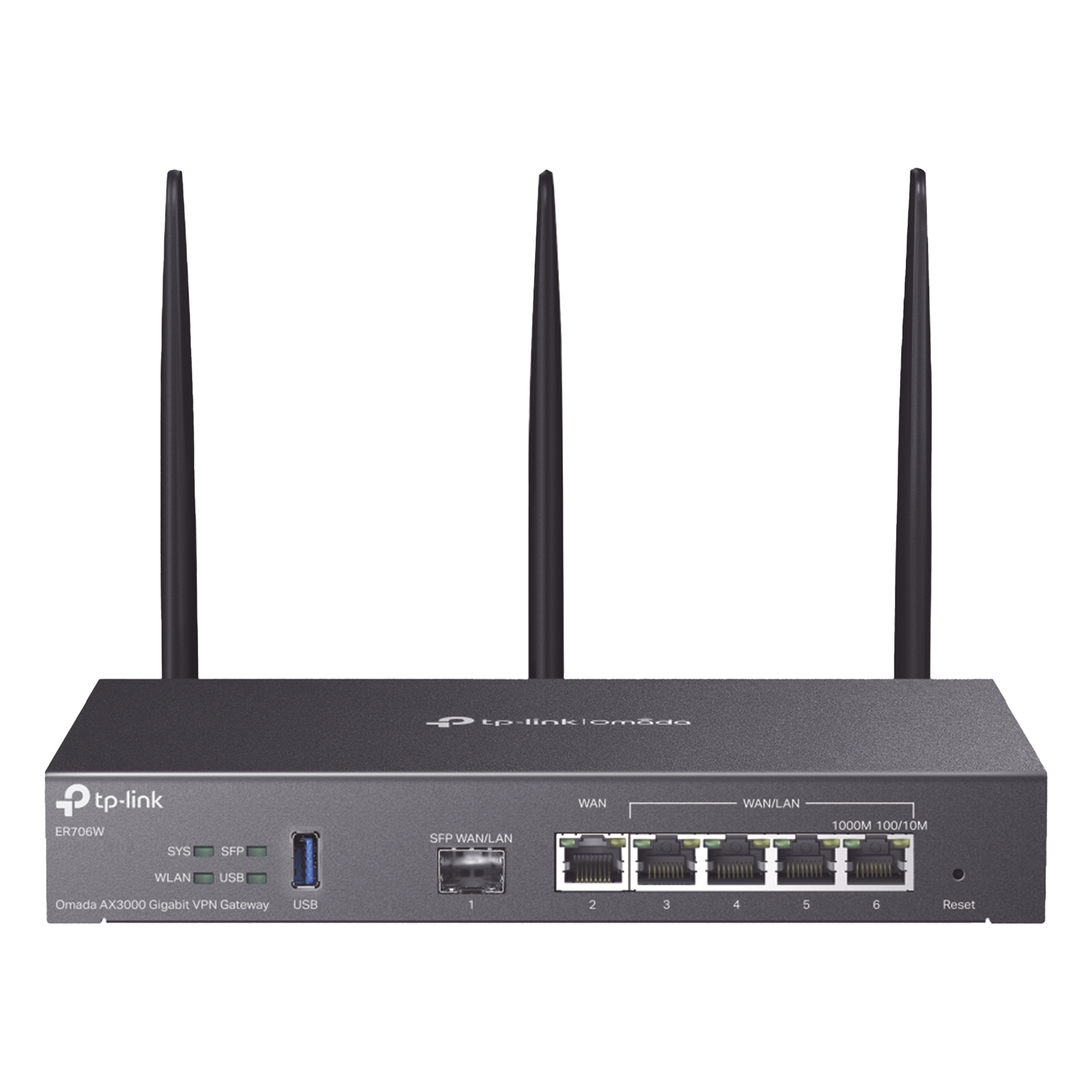 Router Omada VPN / SDN Multi-WAN Gigabit / 1 Puerto WAN SFP Gigabit / 1 Puerto WAN RJ45 Gigabit / 2 Puertos LAN RJ45 Gigabit / 2 Puertos Configurables LAN/WAN / 150,000 Sesiones Concurrentes / Administración Centralizada Omada o Stand-Alone — TP-LINK · SKU ER706W