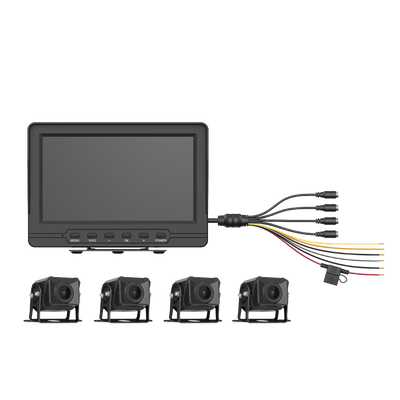 Sistema de Monitoreo Vehicular / 4 Cámaras 1080p / Pantalla LCD 7" / IP68 / Grabación Automática / Micro SD 512 GB / Cambio a Reversa — HIKVISION · SKU AE-VD2501A-A